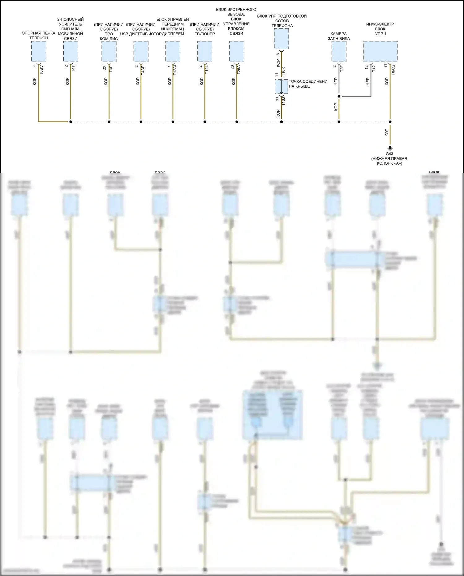 Golf GTI Volkswagen VII рестайлинг (2017-2020): Электросхема точек подключения масс (2 из 5) 