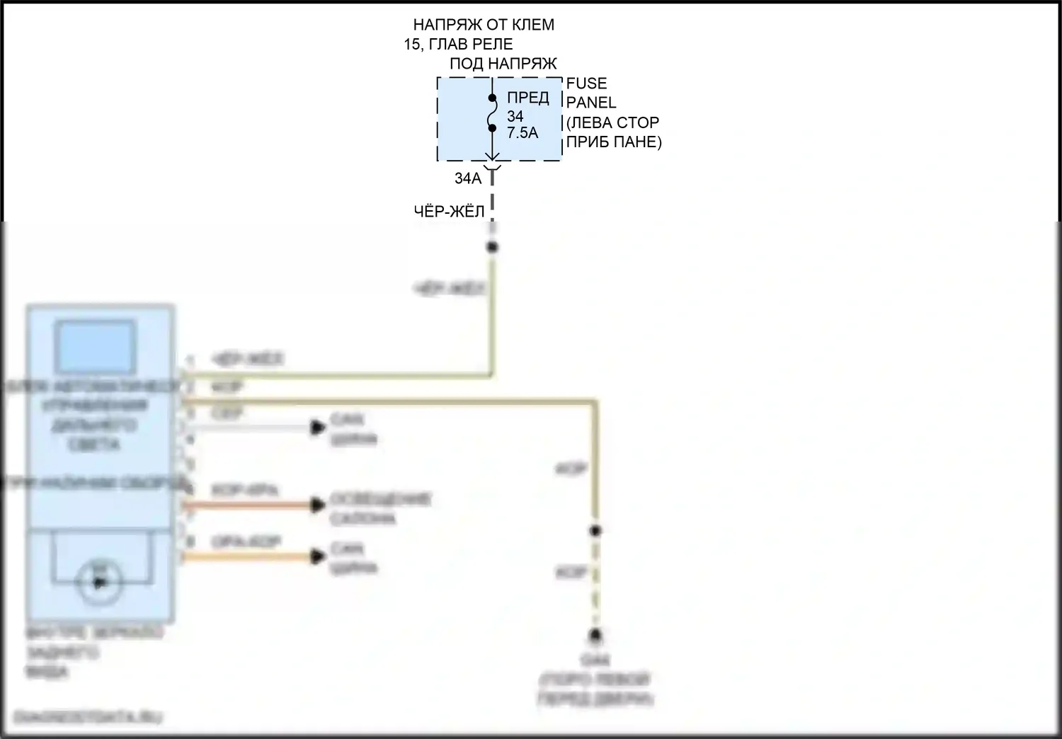 Golf GTI Volkswagen VII рестайлинг (2017-2020): Автоматическая электросхема зеркала дня/ночи, с помощью дальнего света 