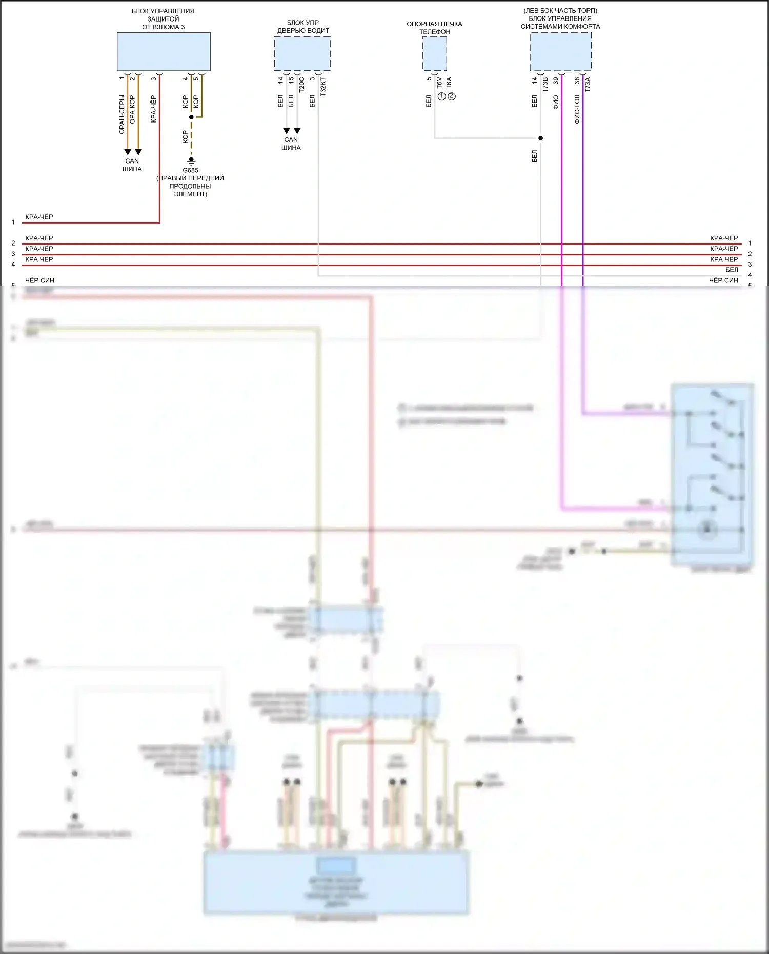 Golf GTI Volkswagen VIII (2019-2024): Электросхема системы бесключевого доступа (2 из 3) 