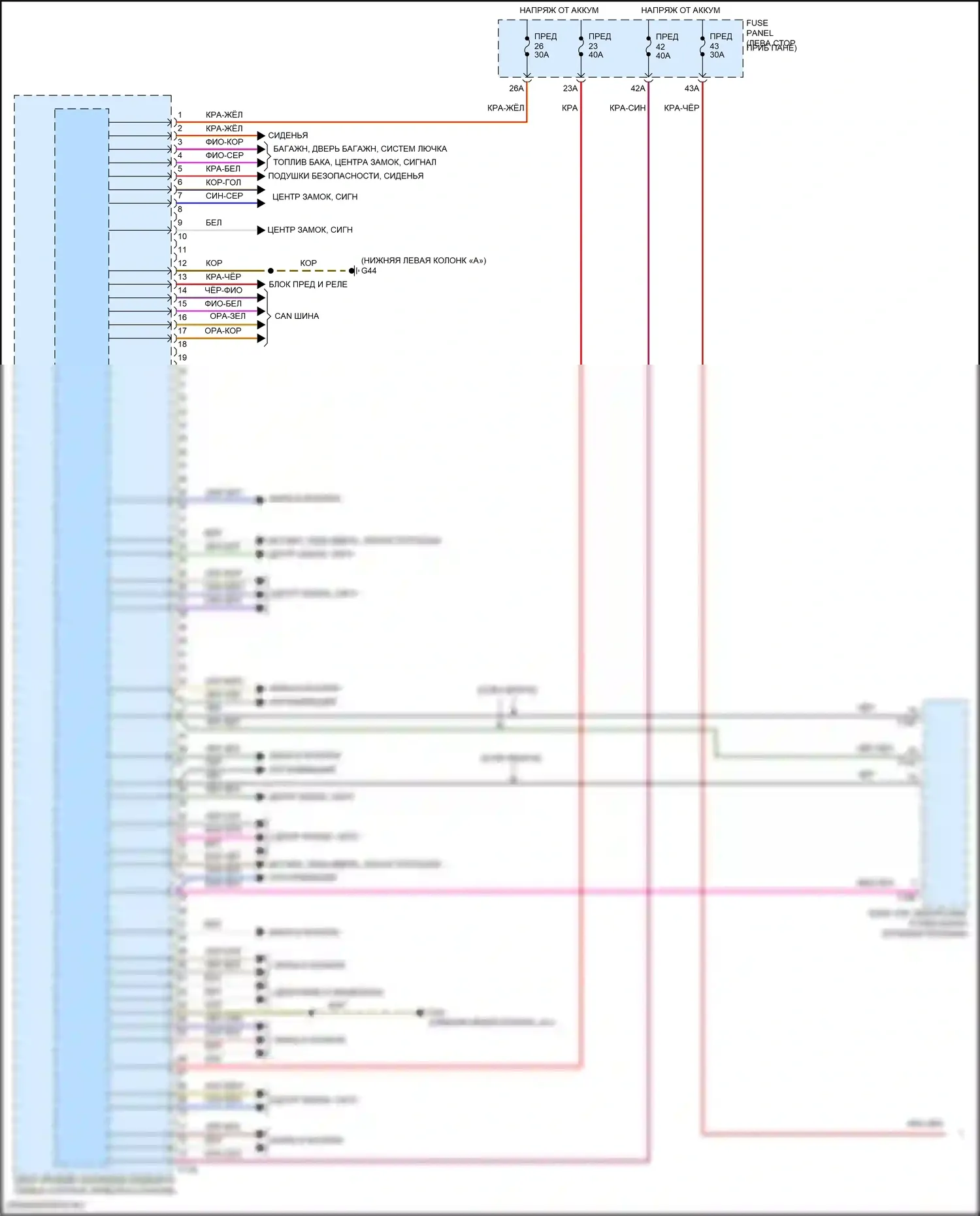 Golf R Volkswagen VII рестайлинг (2017-2020): Электросхема блока управления системами комфорта (1 из 2) 