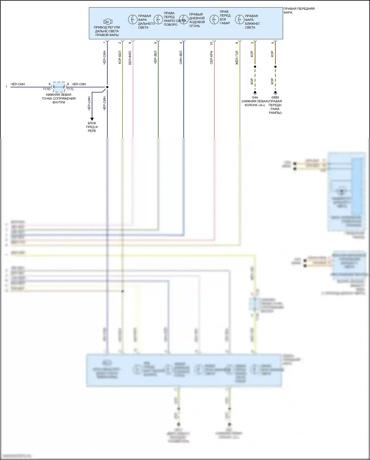 Golf R Volkswagen VII рестайлинг (2017-2020): Электросхема фар, без ксеноновых фар (2 из 2) 