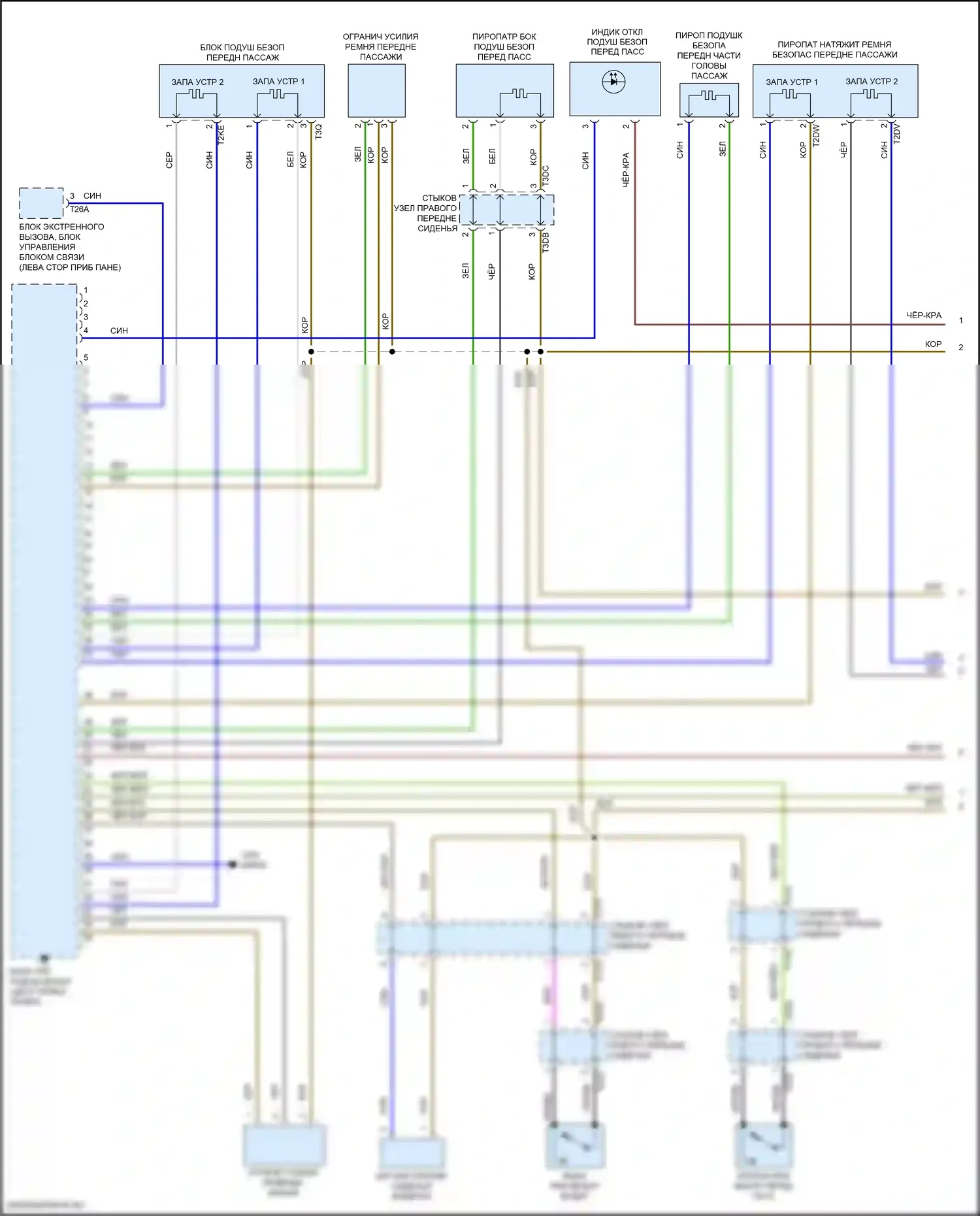 Golf R Volkswagen VII рестайлинг (2017-2020): Электросхема подушек безопасности (1 из 3) 