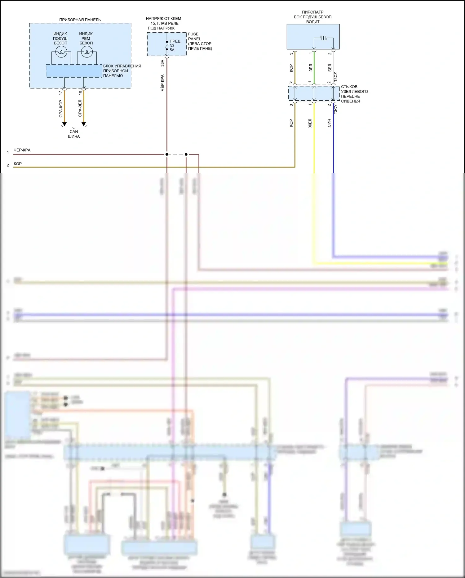 Golf R Volkswagen VII рестайлинг (2017-2020): Электросхема подушек безопасности (2 из 3) 