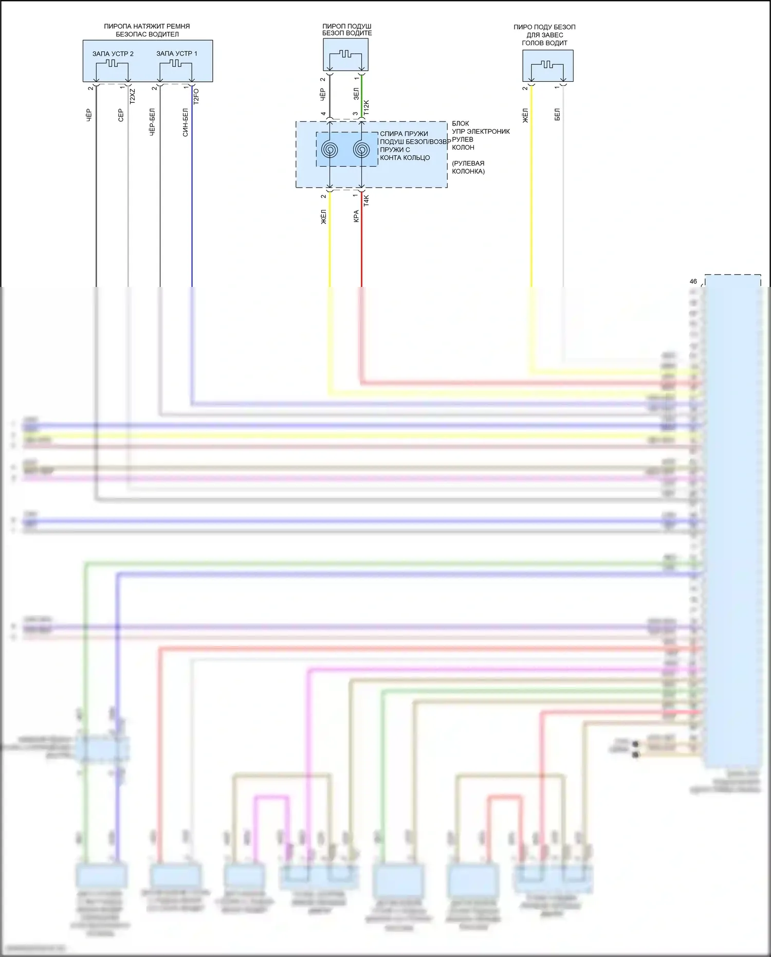 Golf R Volkswagen VII рестайлинг (2017-2020): Электросхема подушек безопасности (3 из 3) 