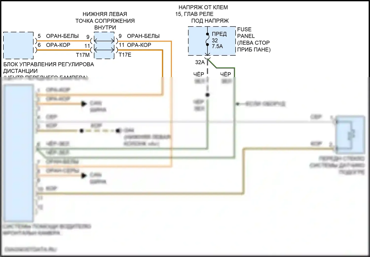 Golf R Volkswagen VII рестайлинг (2017-2020): Электросхема парктроника (1 из 2) 