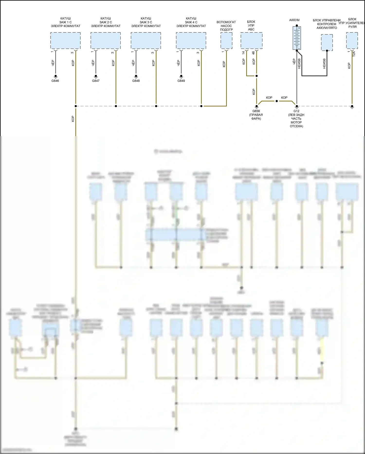 Golf R Volkswagen VII рестайлинг (2017-2020): Электросхема точек подключения масс (1 из 5) 