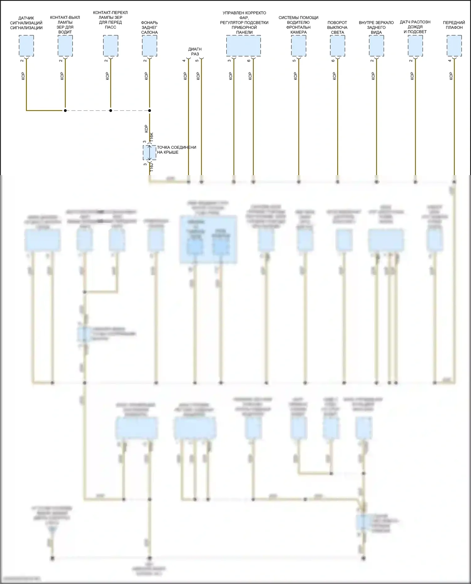 Golf R Volkswagen VII рестайлинг (2017-2020): Электросхема точек подключения масс (3 из 5) 
