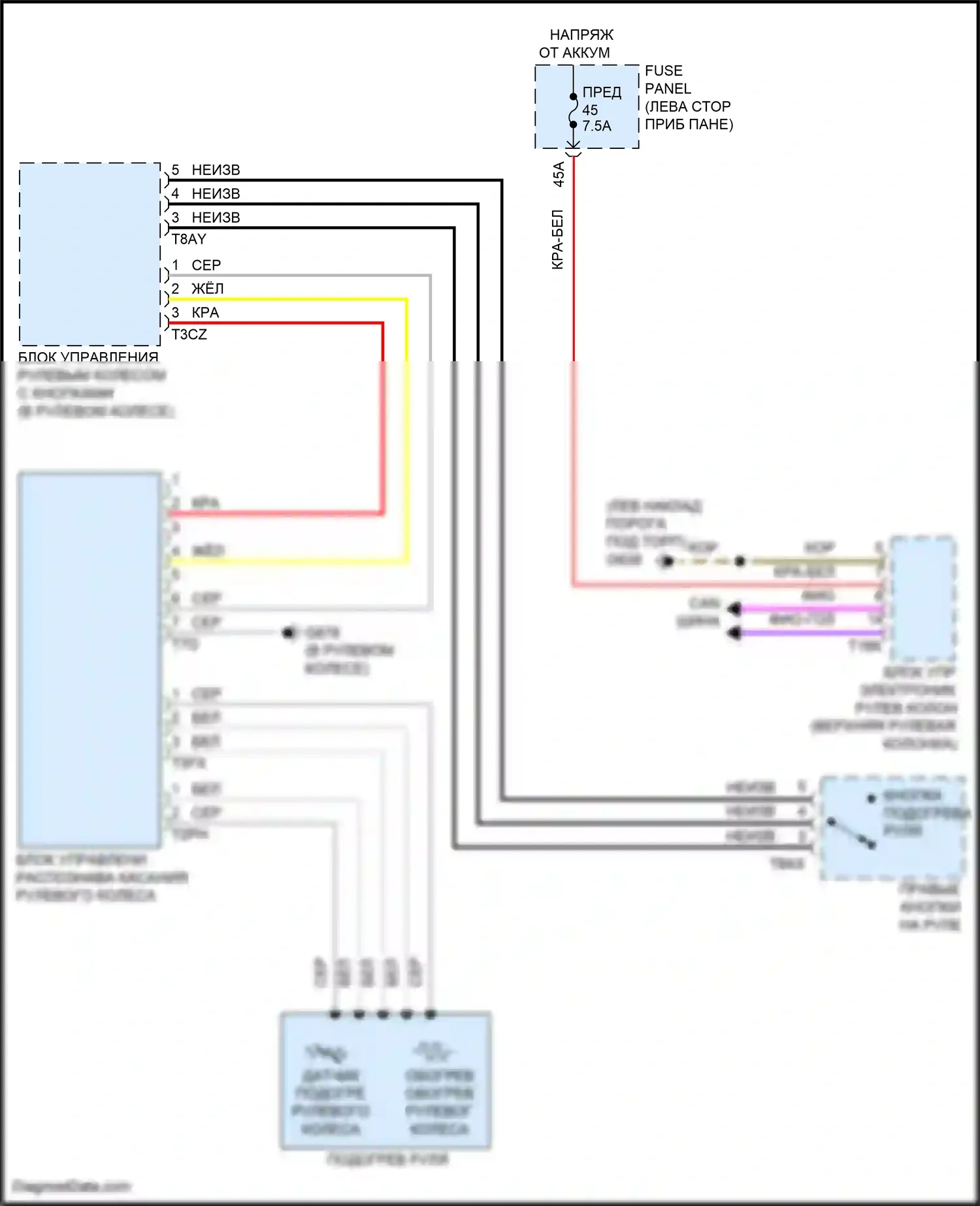 Golf R Volkswagen VIII (2020-2024): Электросхема рулевого колеса с подогревом 