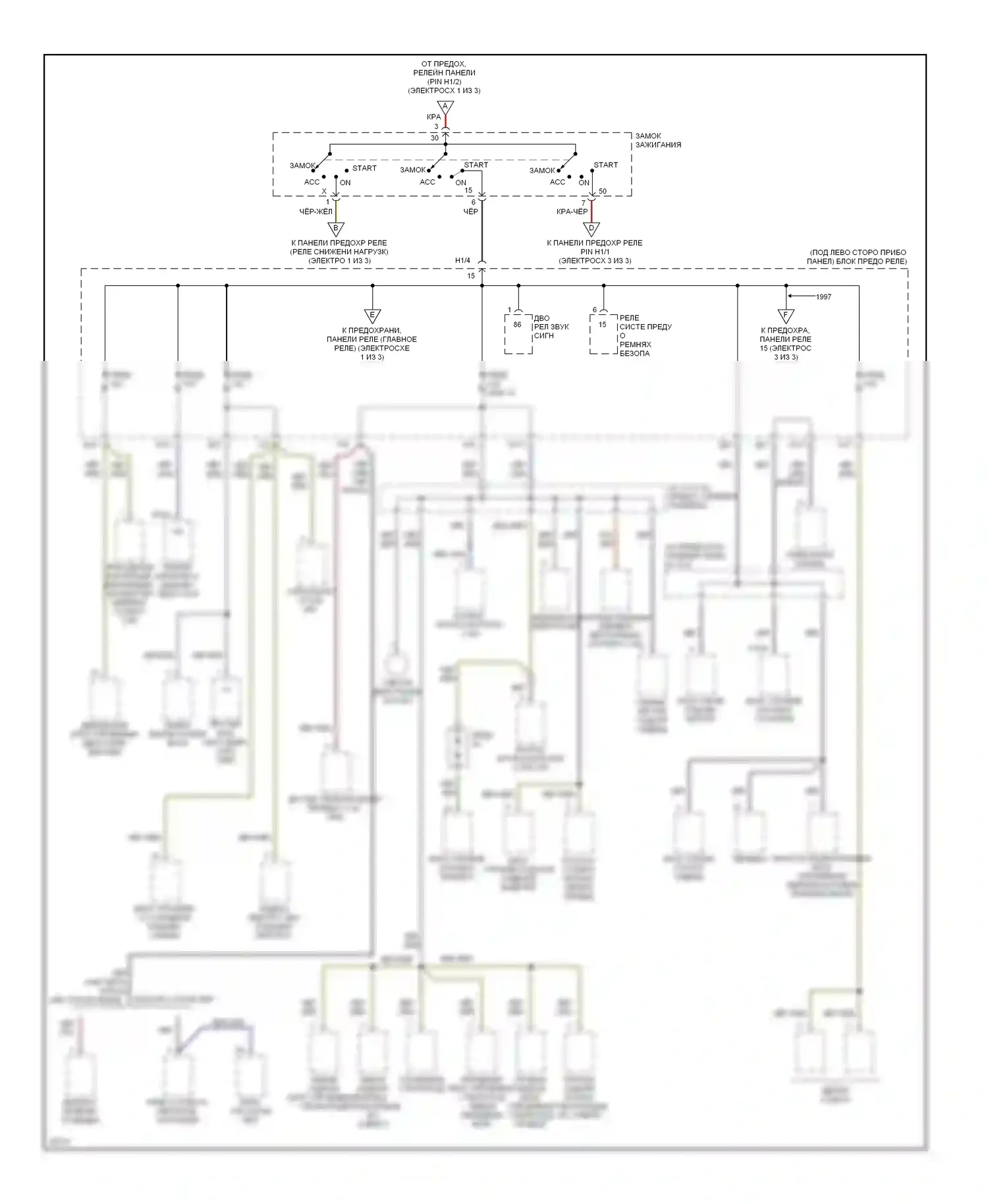 Golf Volkswagen Mk3 (1991-2000): Электросхема блока предохранителей реле (2 из 3) 