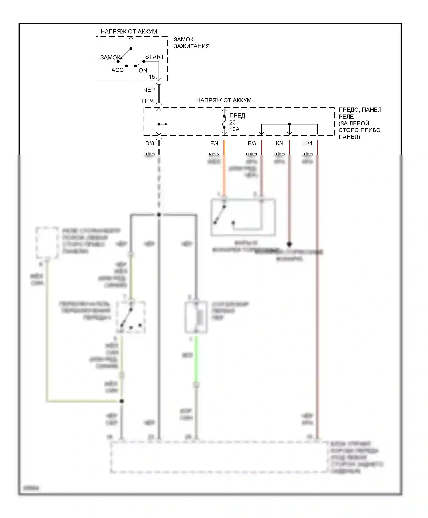 Golf Volkswagen Mk3 (1991-2000): Электросхема блокировки селектора 