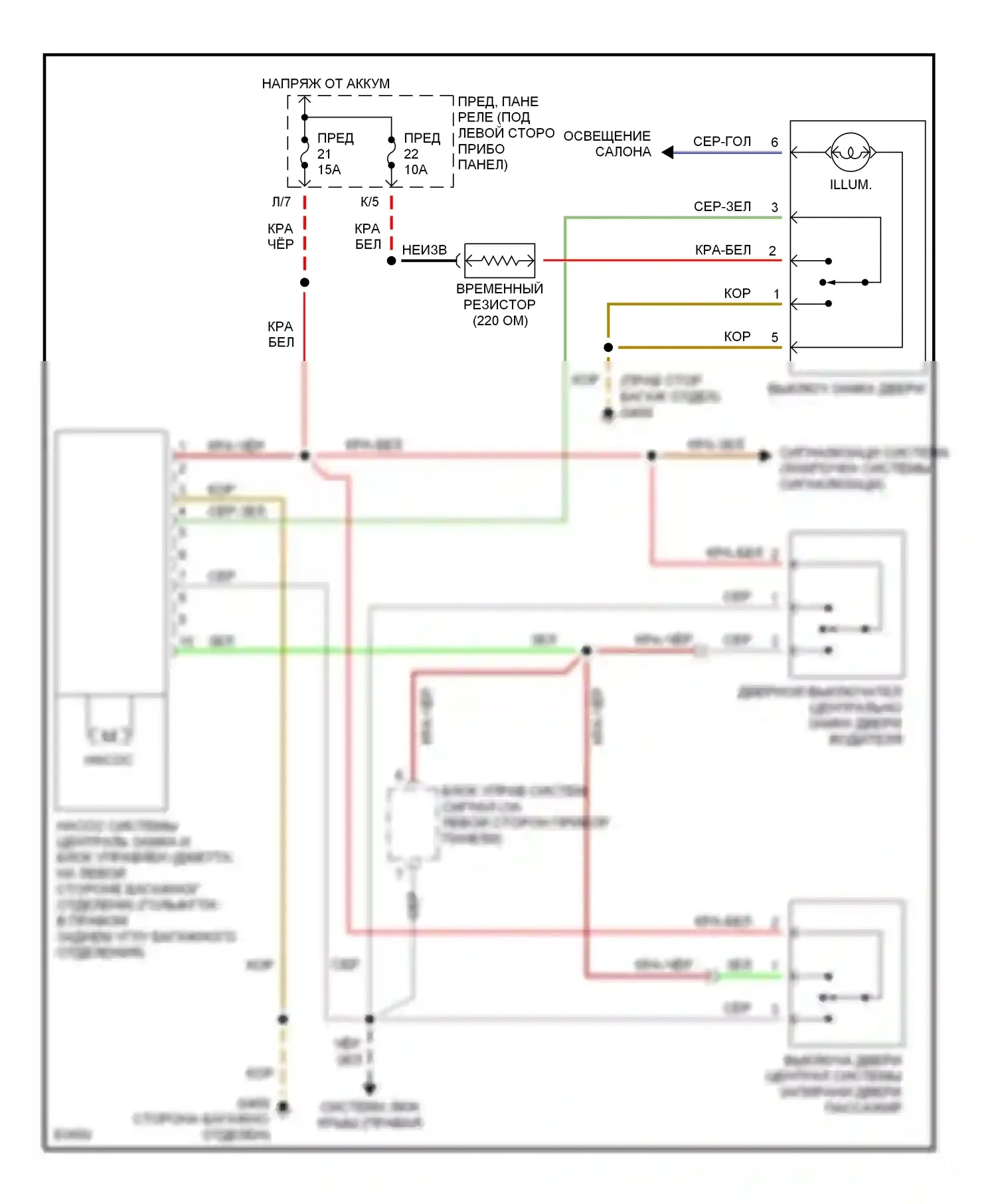 Golf Volkswagen Mk3 (1991-2000): Электросхема замка силовой двери 