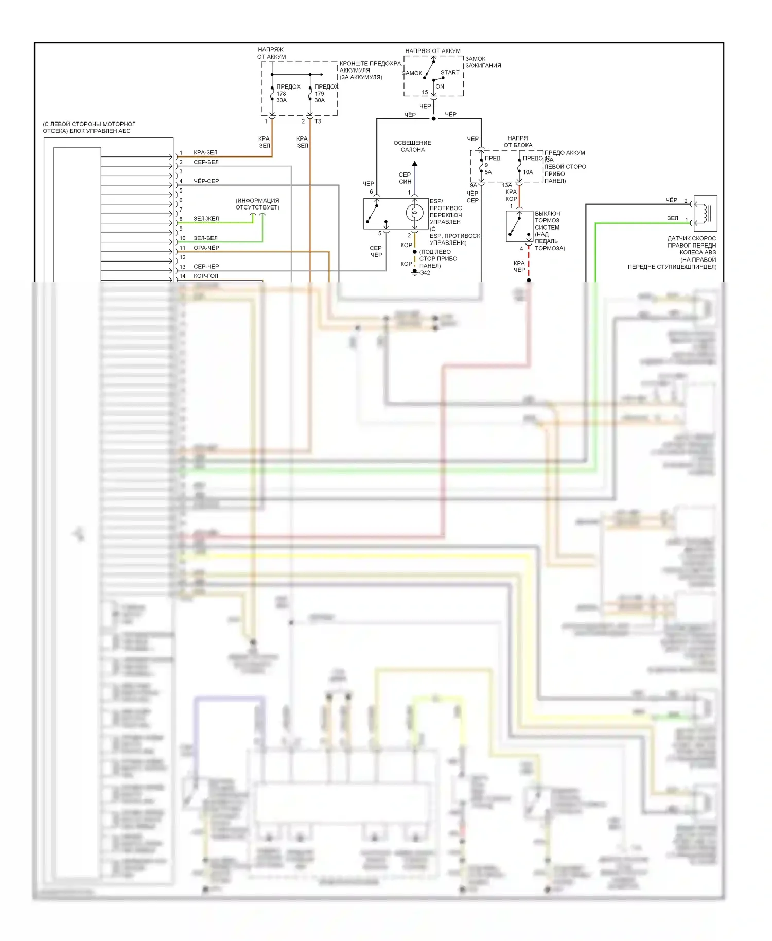 Golf Volkswagen Mk4 (1997-2006): Антиблокировочная система abs электросхема, без курсовых устойчивостей (esp) 
