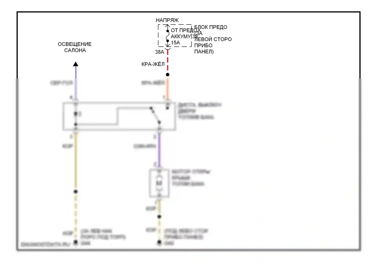 Golf Volkswagen Mk4 (1997-2006): Электросхема открытия лючка топливного бака 