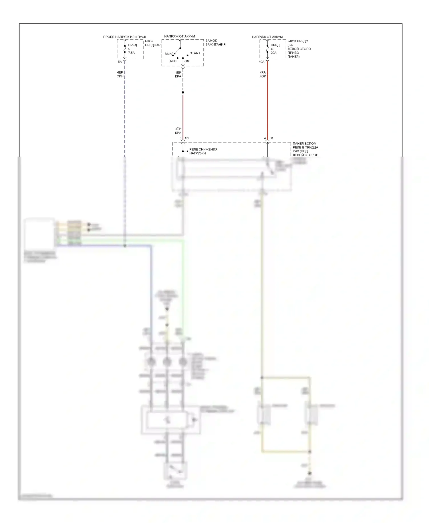 Golf Volkswagen Mk4 (1997-2006): Электросхема клаксона, с органами управления рулевым колесом 