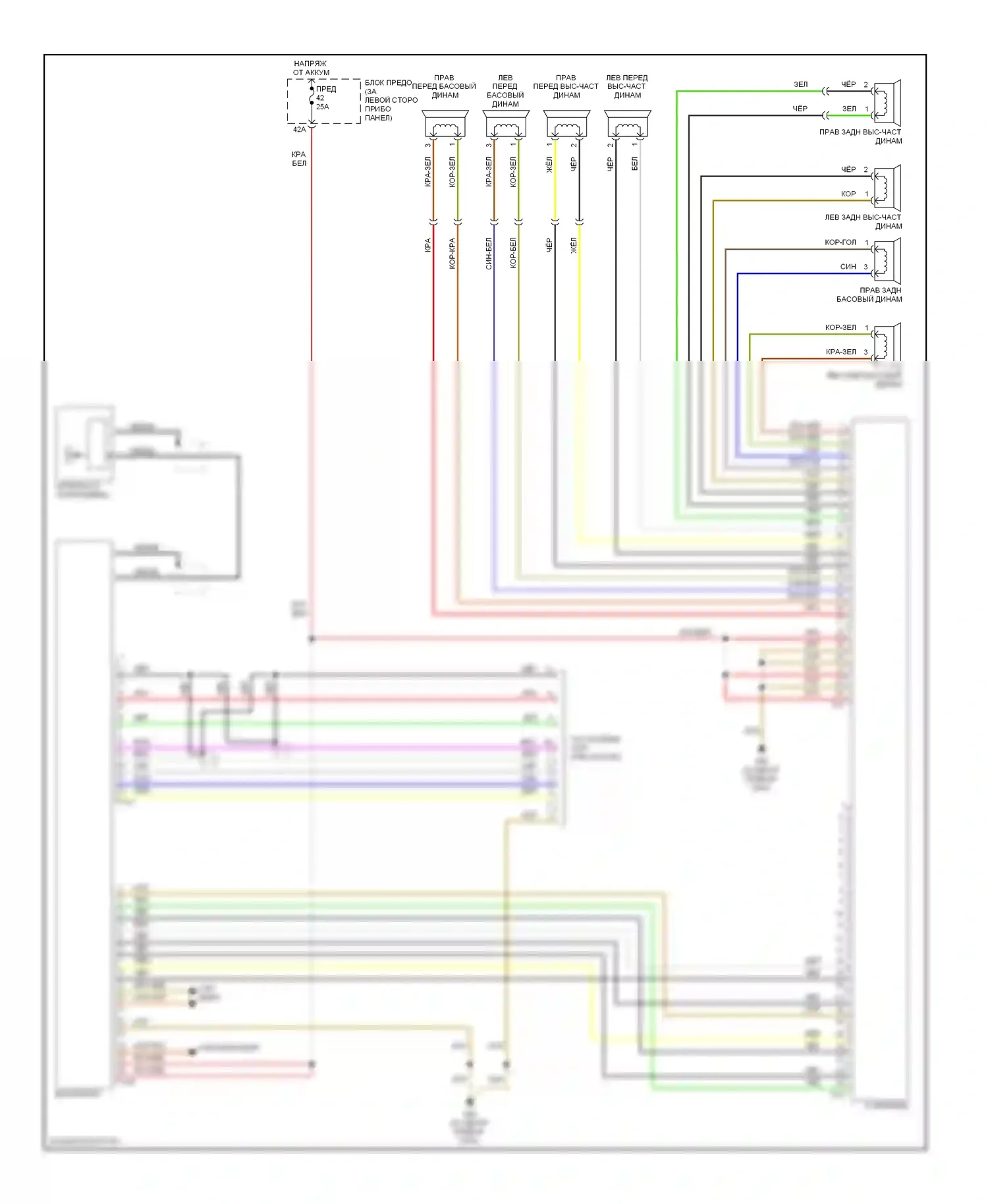 Golf Volkswagen Mk4 (1997-2006): Электросхема магнитолы, с муссонной магнитолой 