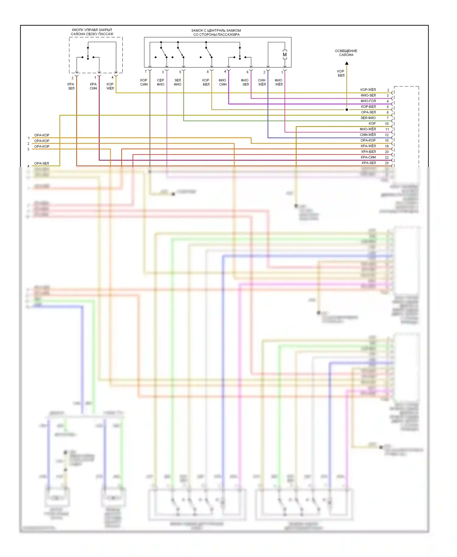 Golf Volkswagen Mk4 (1997-2006): Электросхема центрального замка (2 из 2) 