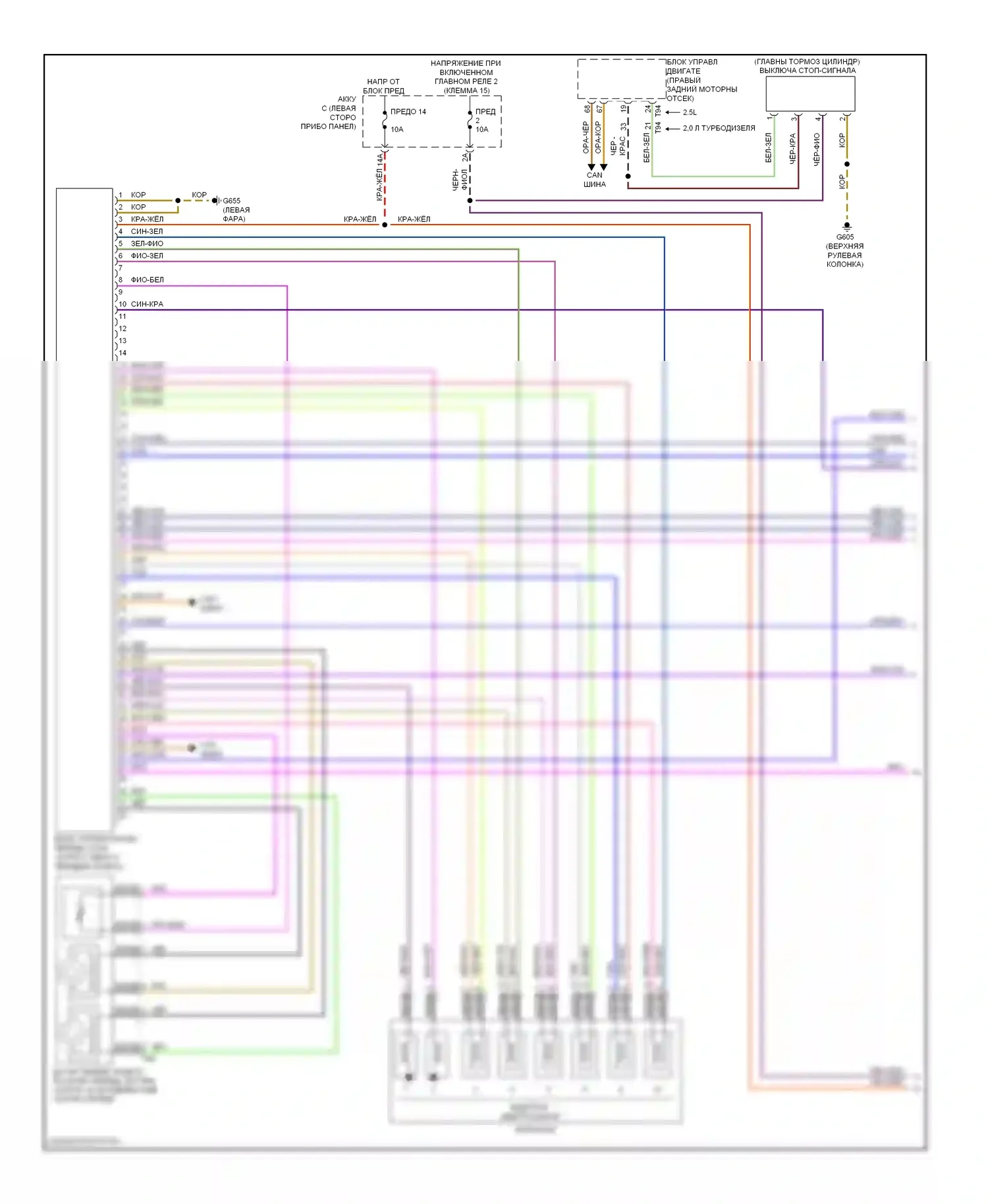 Golf Volkswagen Mk6 (2008-2012): Электросхема автоматической коробки передач, поздний выпуск (1 из 2) 