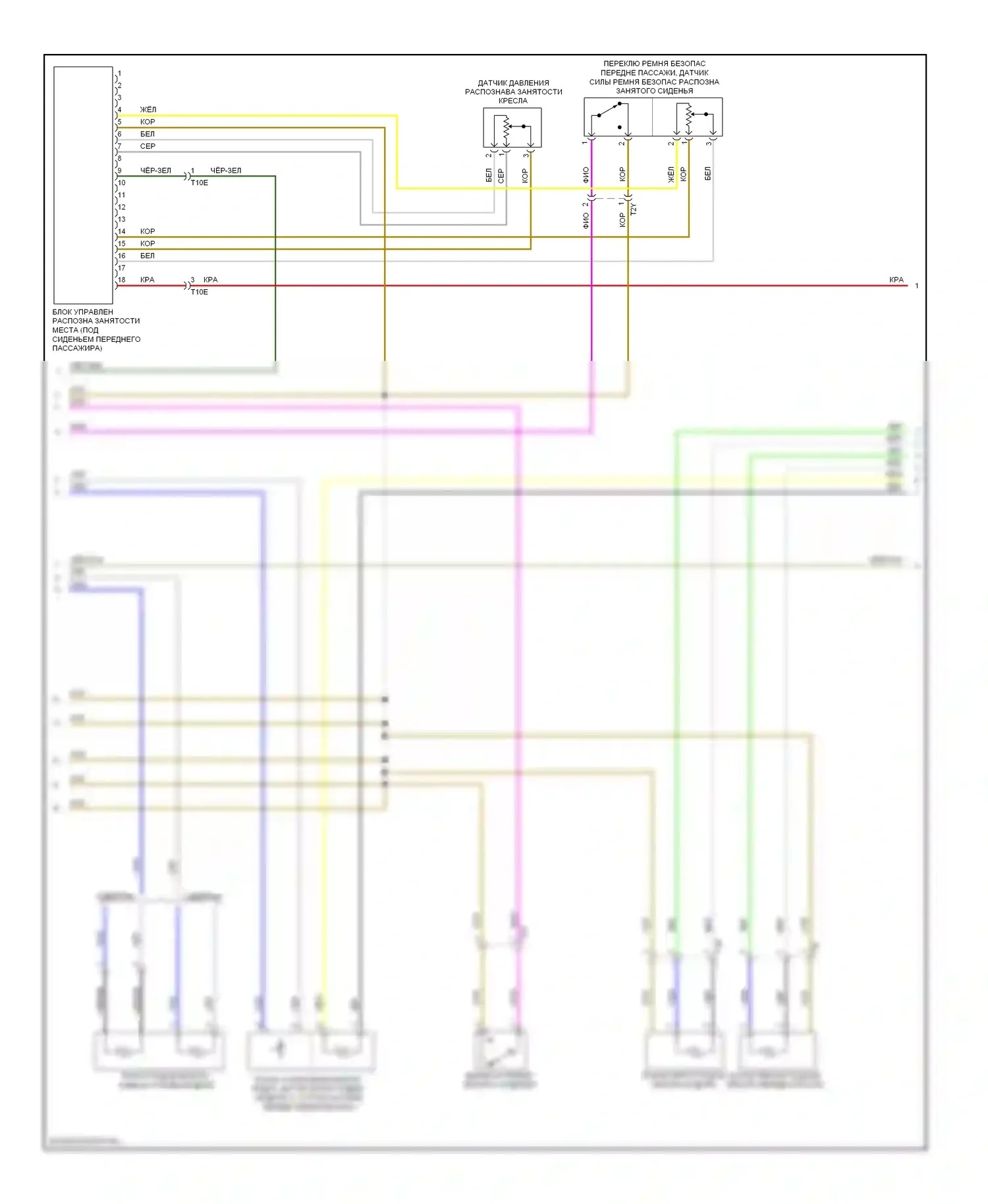 Golf Volkswagen Mk6 (2008-2012): Электросхема подушек безопасности, позднего выпуска с подушкой безопасности задней боковой (2 из 3) 