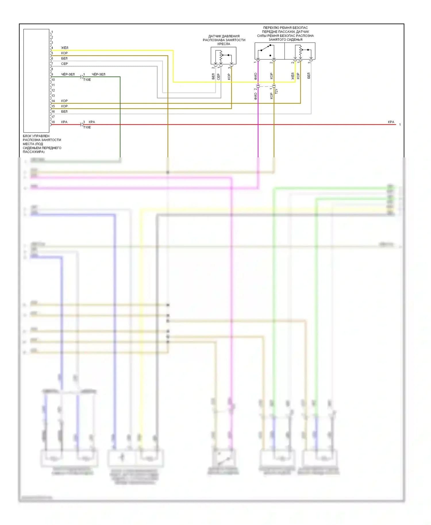 Golf Volkswagen Mk6 (2008-2012): Электросхема подушек безопасности, раннего выпуска с подушкой безопасности задней боковой (2 из 3) 