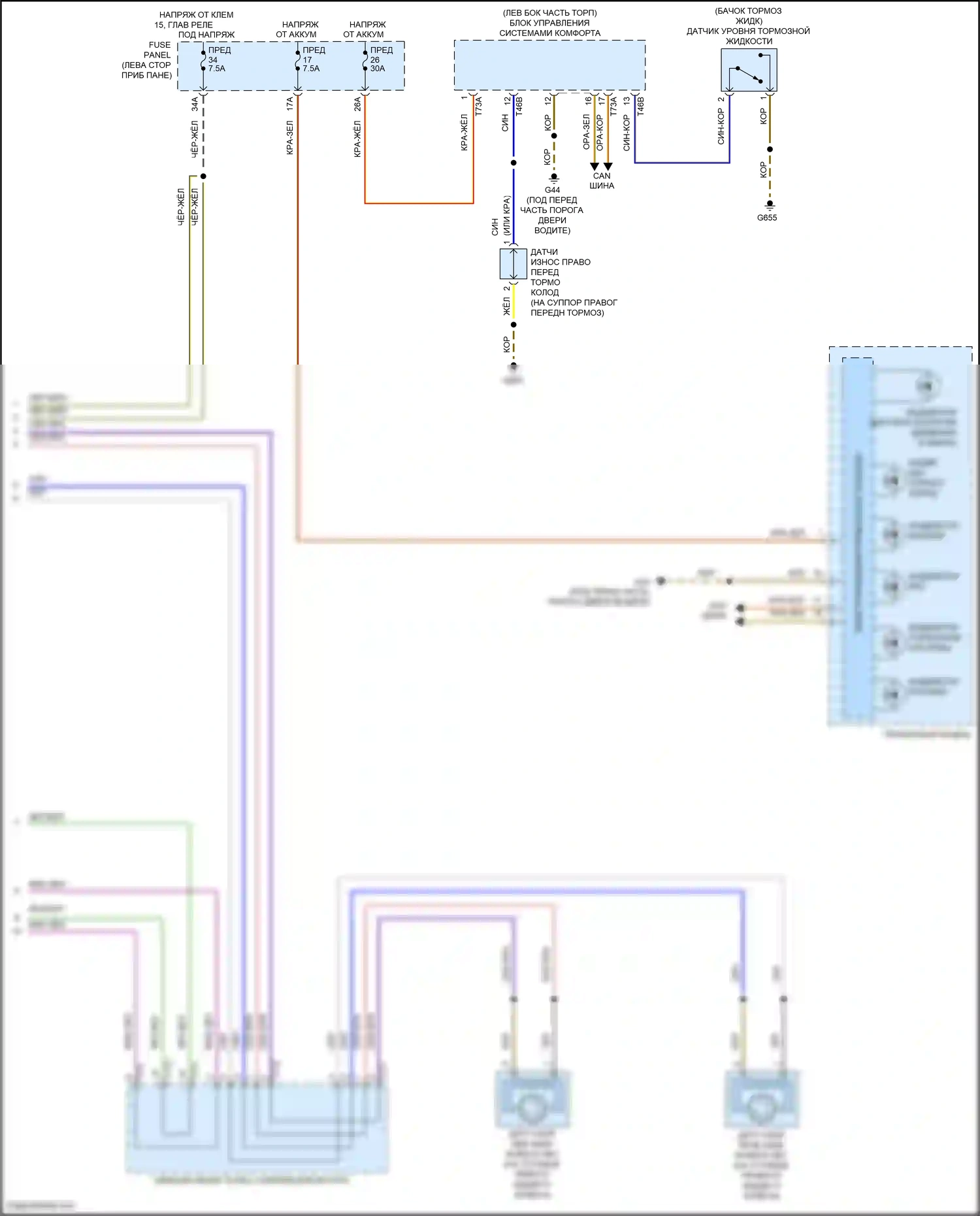 Golf Volkswagen Mk7 рестайлинг (2017-2021): Антиблокировочная система abs электросхема соединений с адаптивным круиз-контролем (2 из 2) 