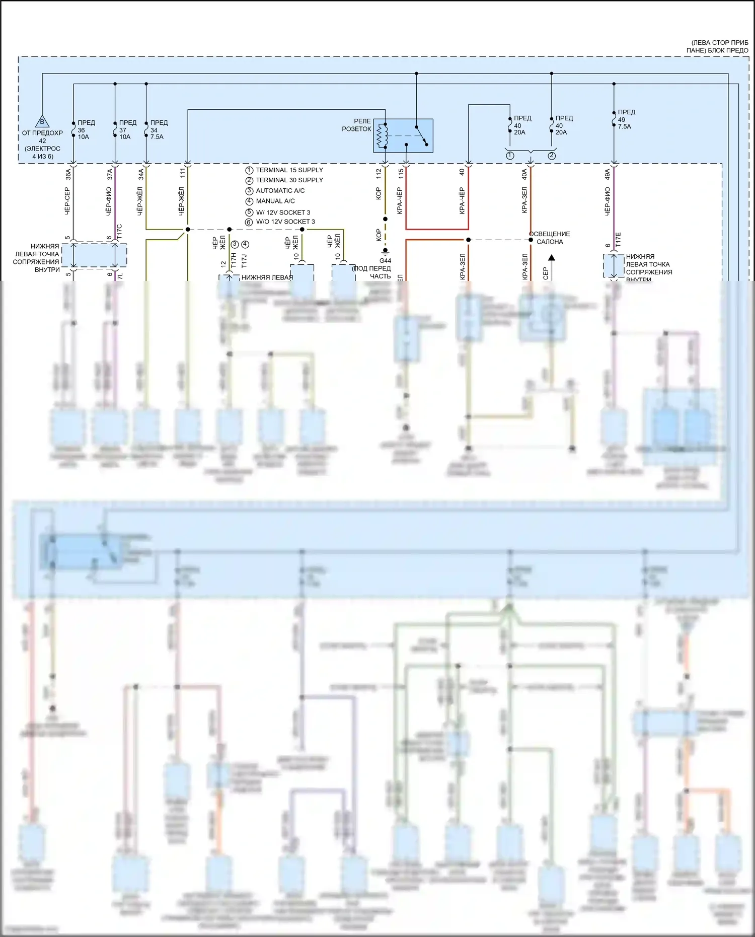 Golf Volkswagen Mk7 рестайлинг (2017-2021): Электросхема блока предохранителей реле (5 из 6) 