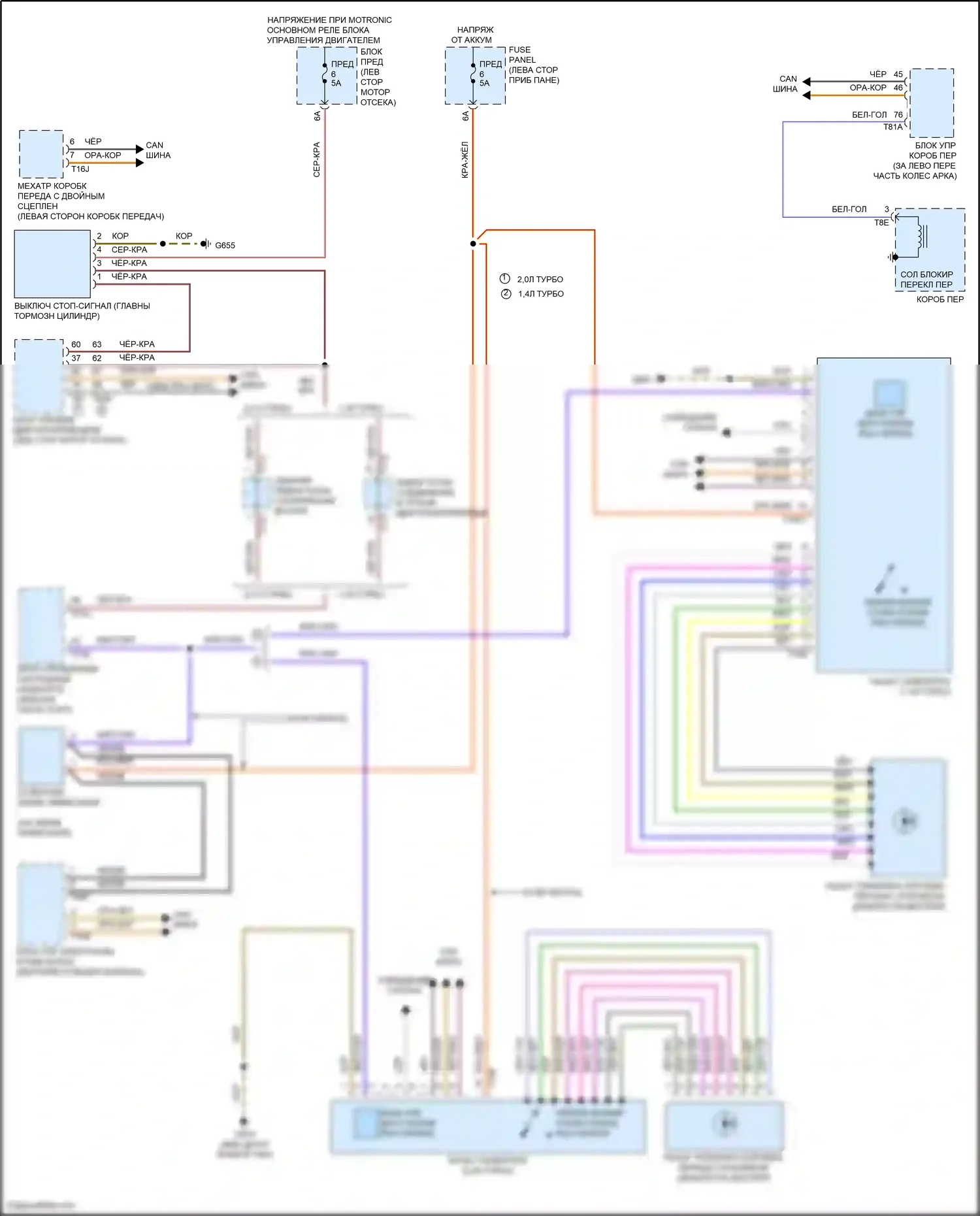 Golf Volkswagen Mk7 рестайлинг (2017-2021): Электросхема блокировки селектора 