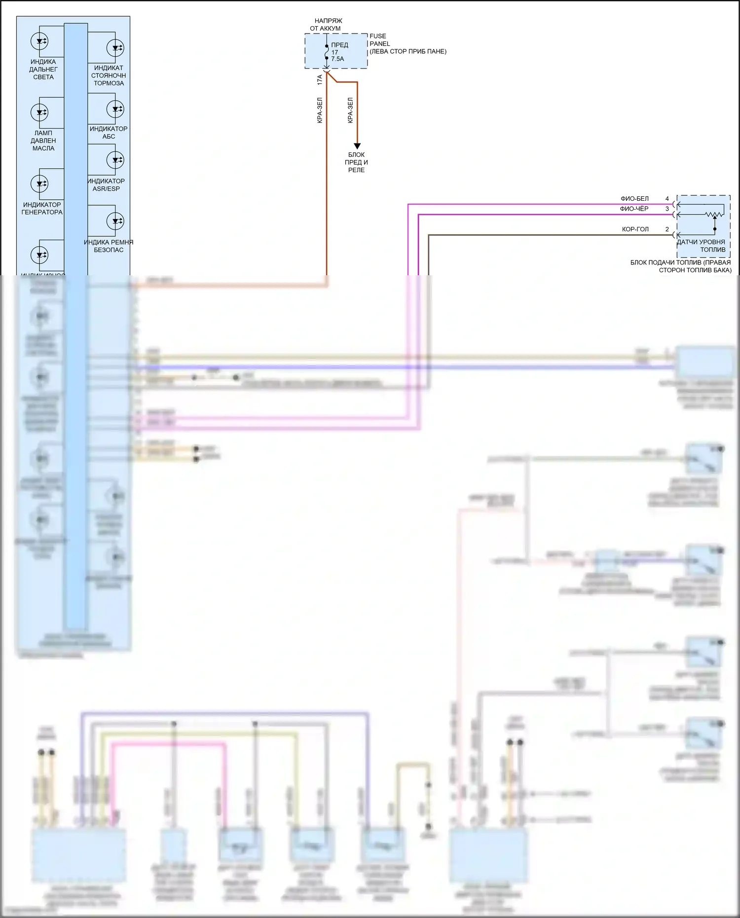 Golf Volkswagen Mk7 рестайлинг (2017-2021): Электросхема приборной панели 
