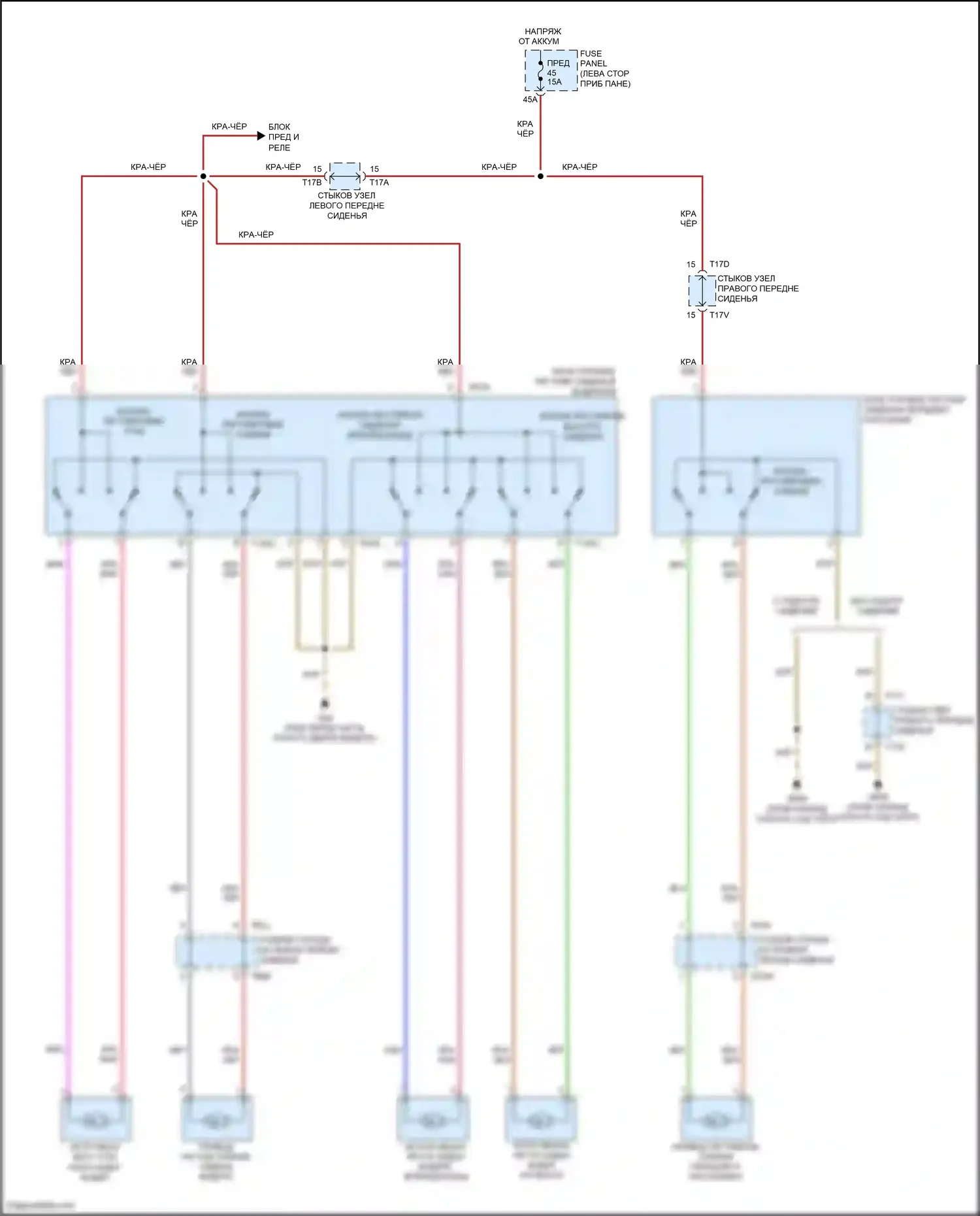 Golf Volkswagen Mk7 рестайлинг (2017-2021): Электросхема сидений 