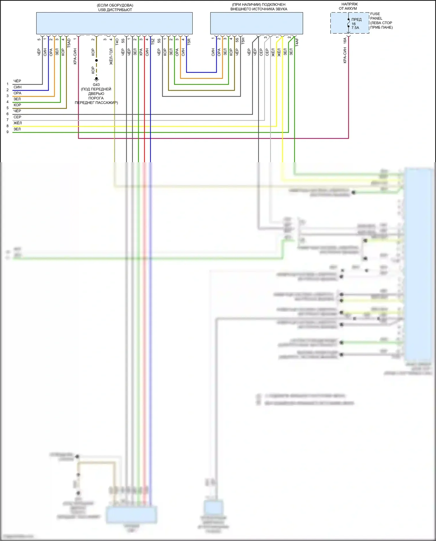 Golf Volkswagen Mk7 рестайлинг (2017-2021): Электросхема навигации, с усилителем (4 из 4) 