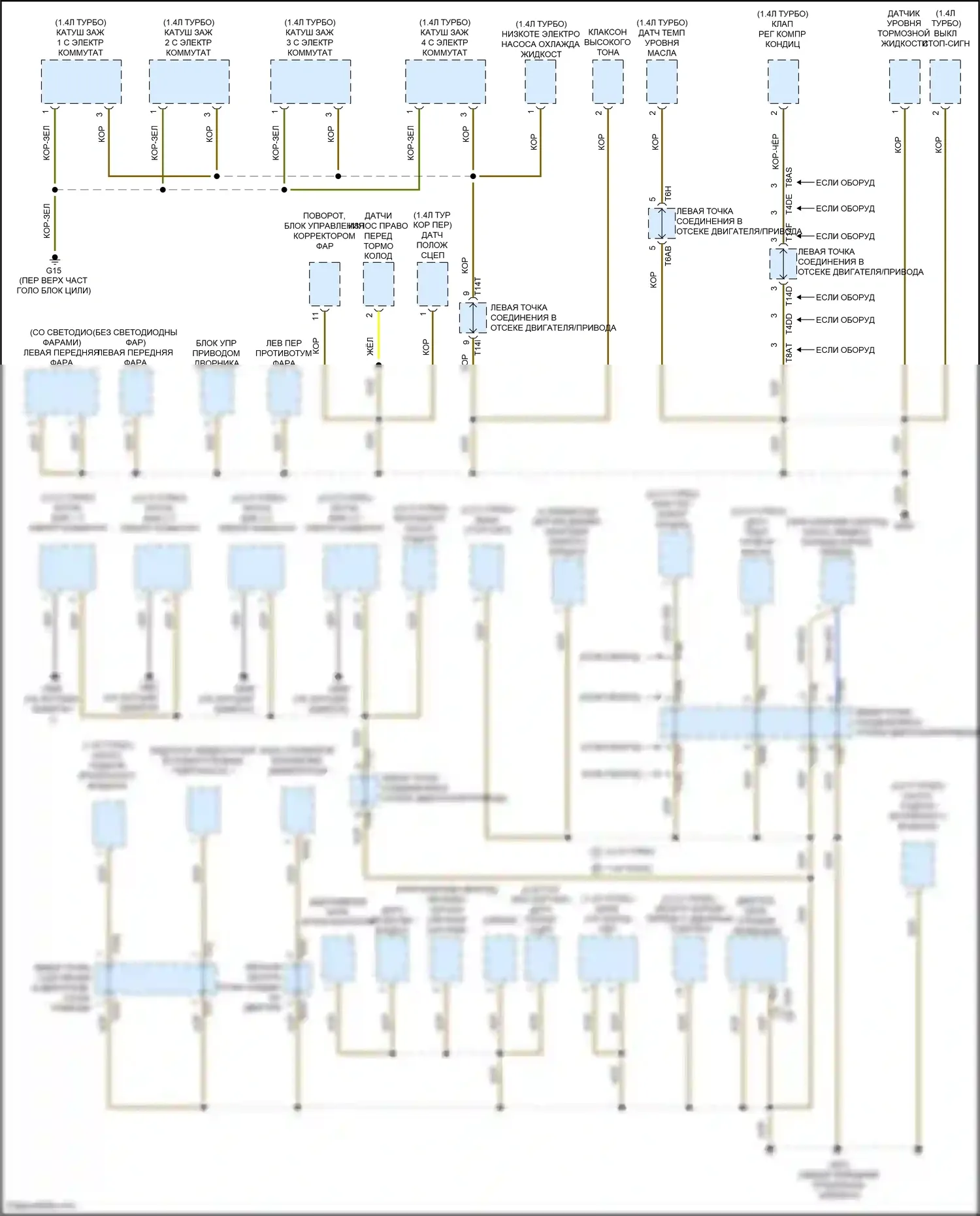 Golf Volkswagen Mk7 рестайлинг (2017-2021): Электросхема точек подключения масс (1 из 5) 
