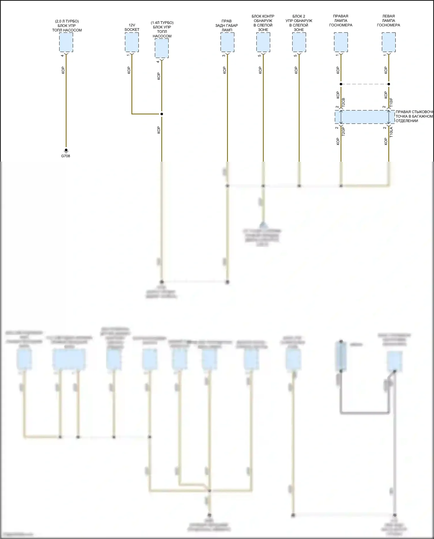 Golf Volkswagen Mk7 рестайлинг (2017-2021): Электросхема точек подключения масс (5 из 5) 