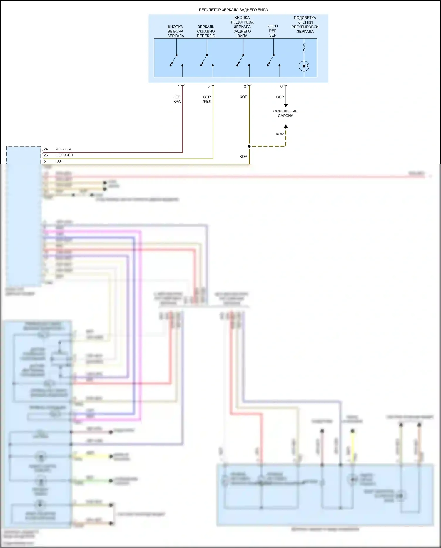 Golf Volkswagen Mk7 рестайлинг (2017-2021): Управление зеркалами заднего вида электросхема (1 из 2) 
