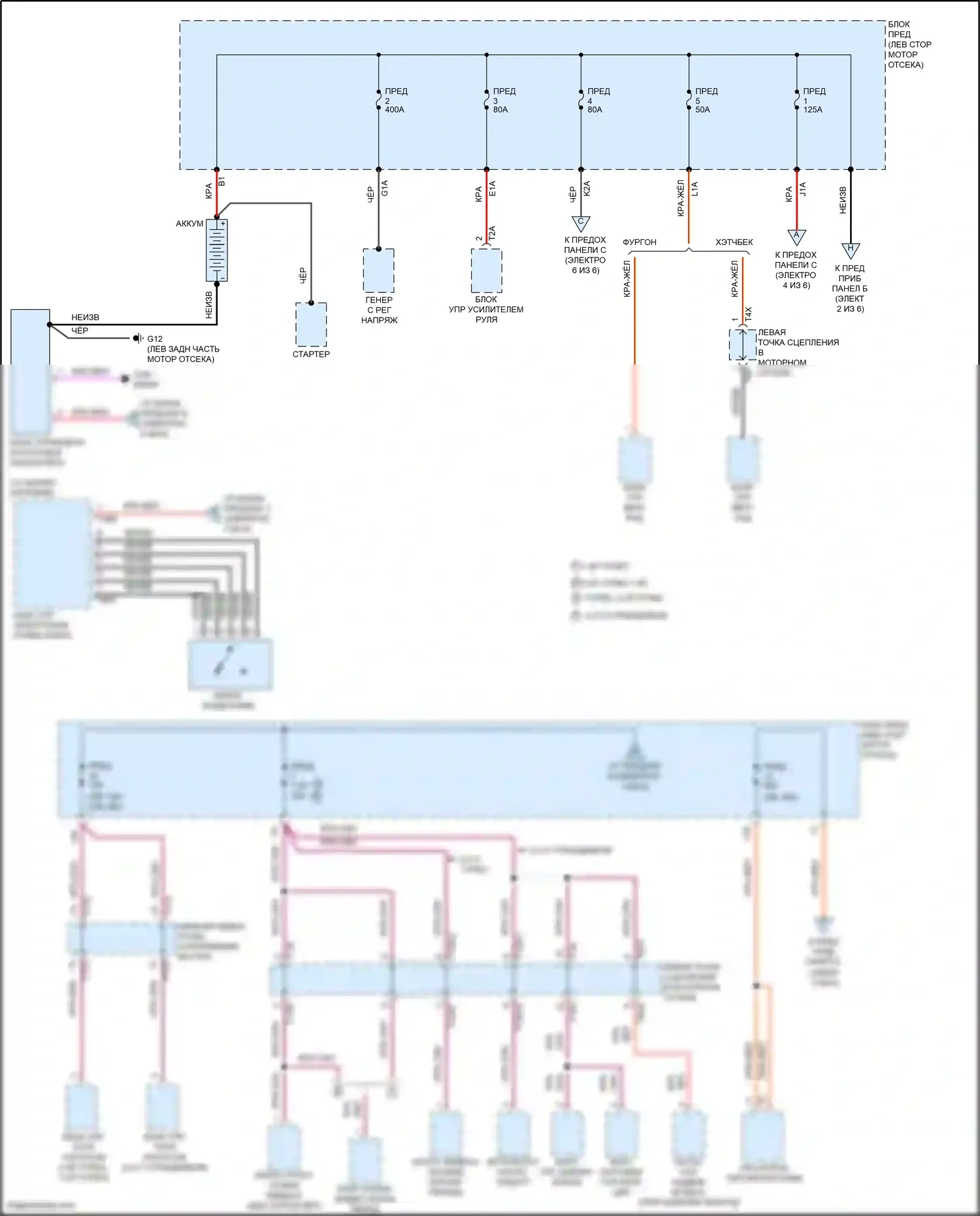 Golf Volkswagen Mk7 (2012-2017): Электросхема блока предохранителей реле (1 из 6) 
