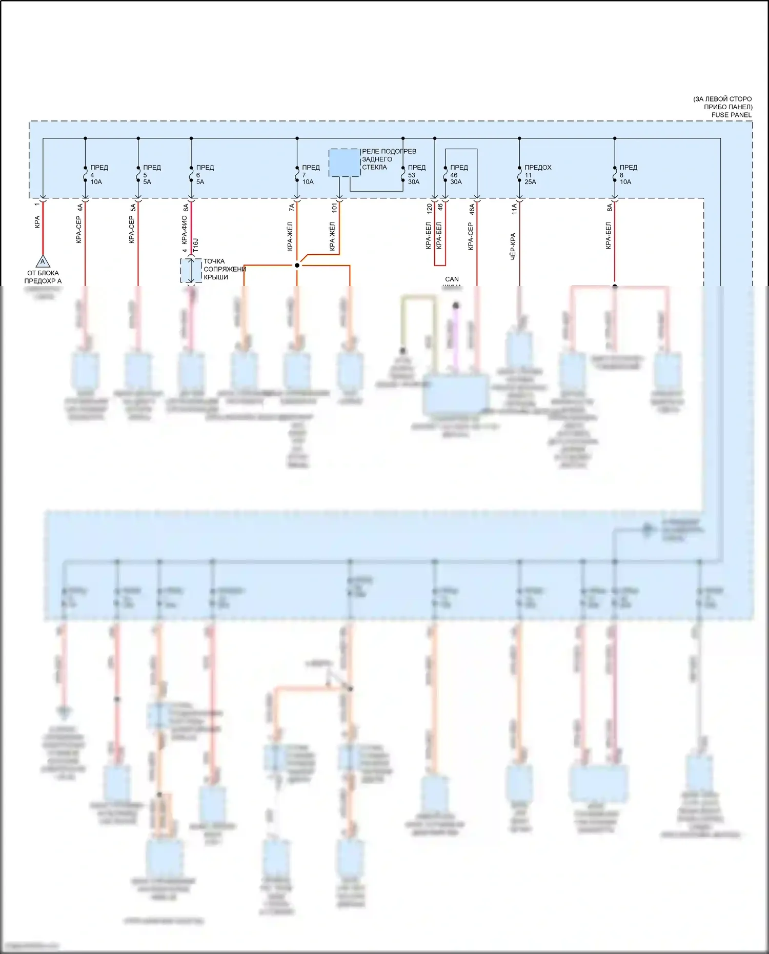 Golf Volkswagen Mk7 (2012-2017): Электросхема блока предохранителей реле (4 из 6) 