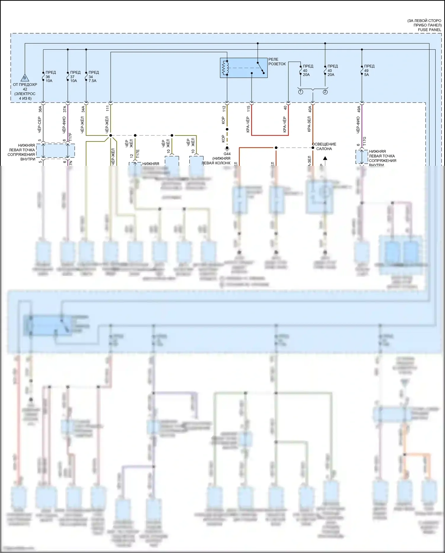 Golf Volkswagen Mk7 (2012-2017): Электросхема блока предохранителей реле (5 из 6) 