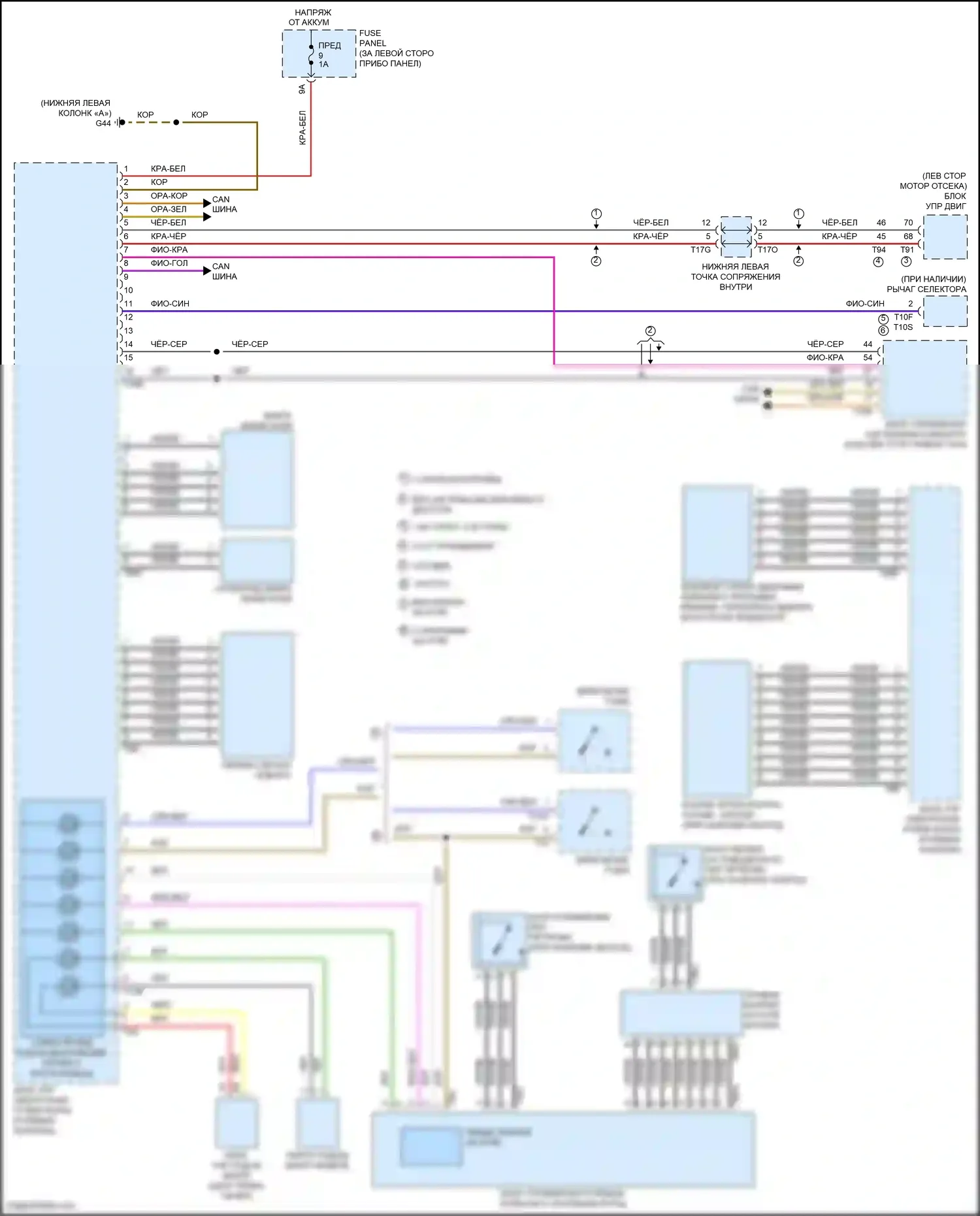 Golf Volkswagen Mk7 (2012-2017): Электросхема блока управления электронными системами рулевой колонки 