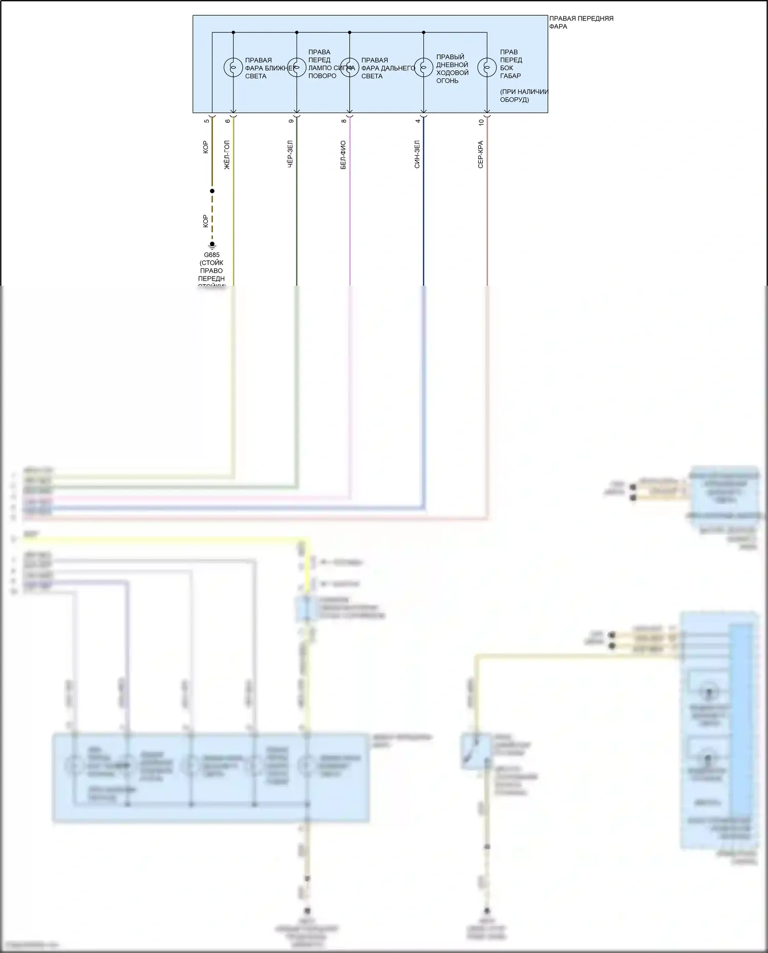 Golf Volkswagen Mk7 (2012-2017): Электросхема фар, без ксеноновых фар (2 из 2) 