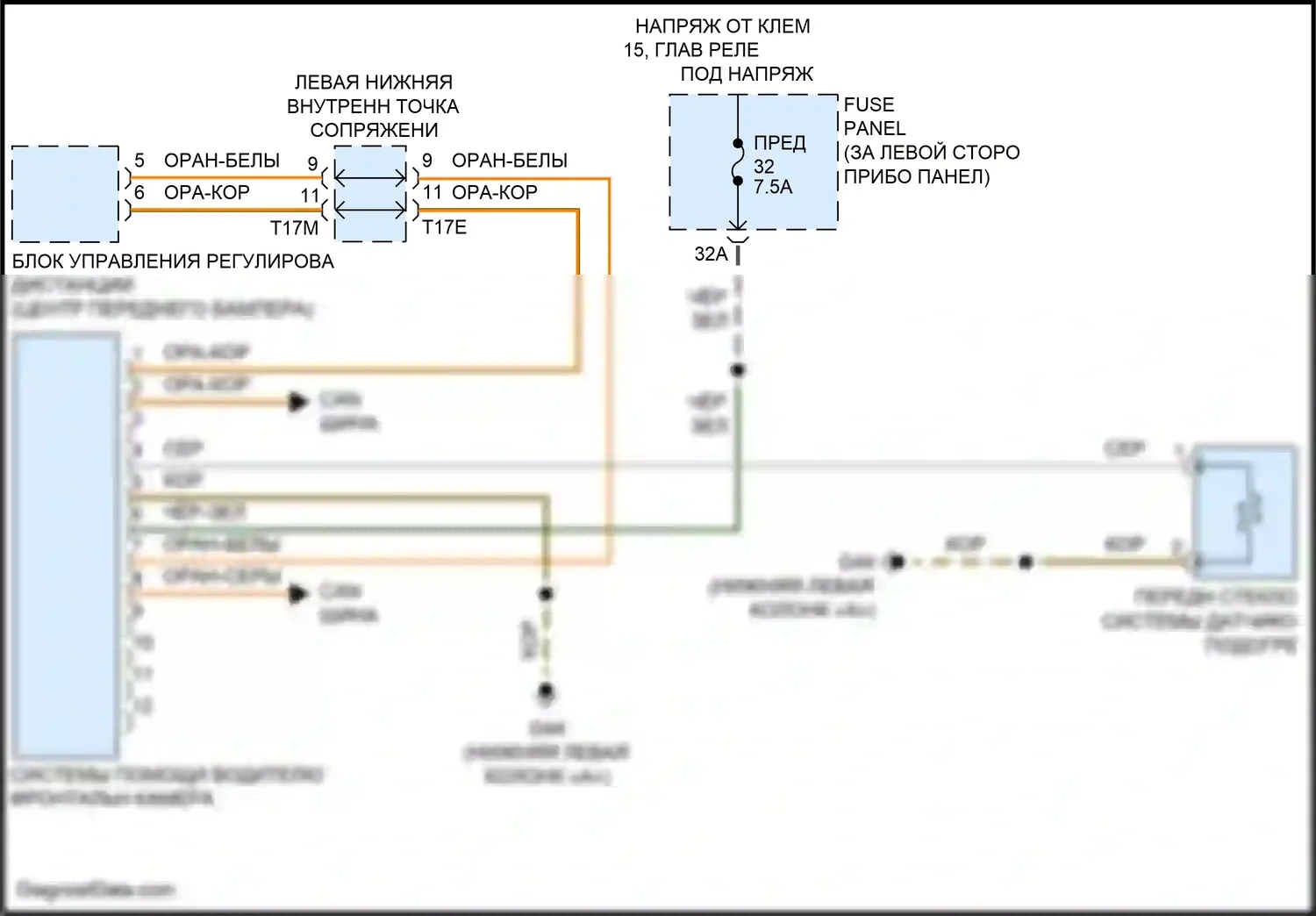 Golf Volkswagen Mk7 (2012-2017): Электросхема сигнализации о выезде с полосы движения 