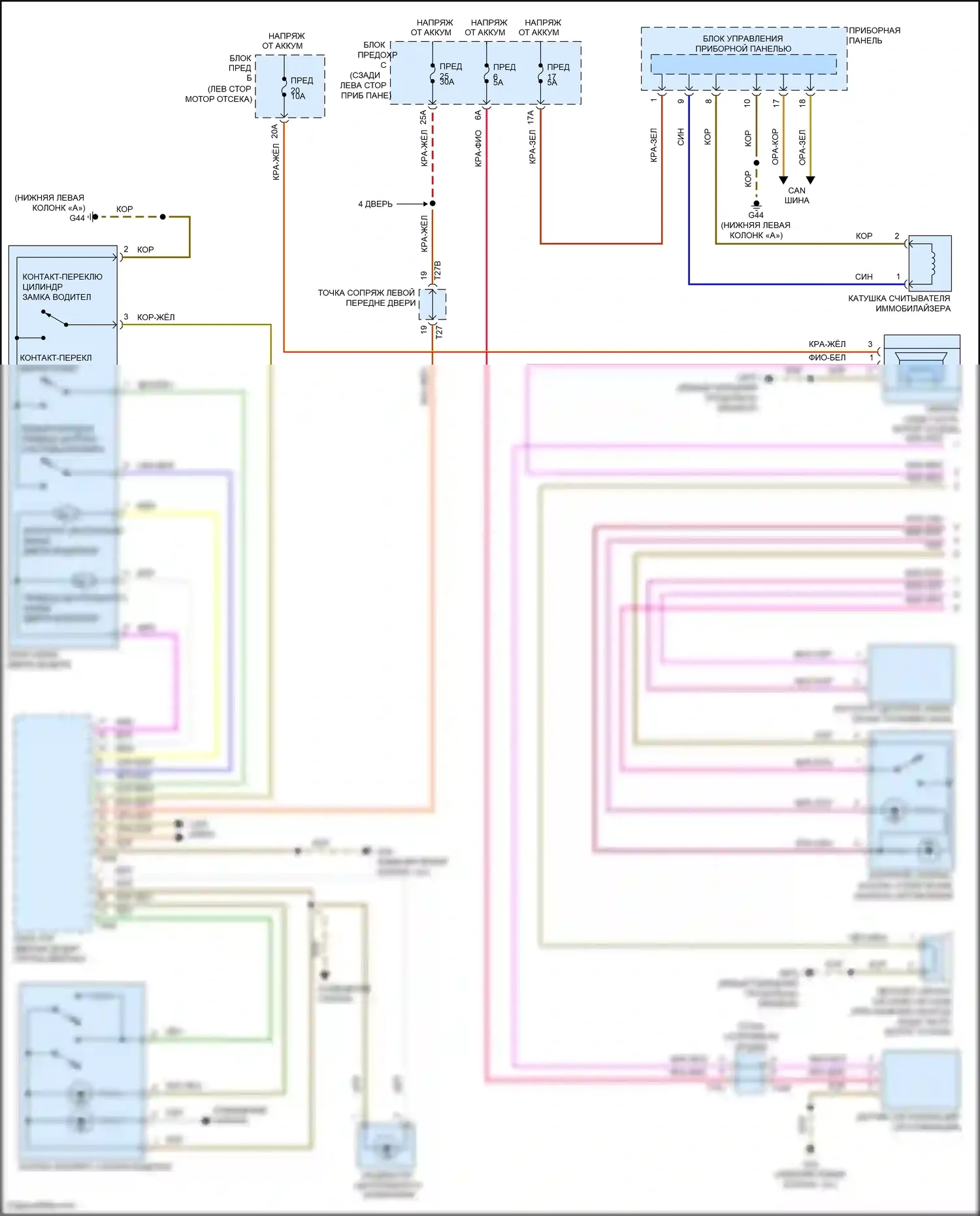 Golf Volkswagen Mk7 (2012-2017): Электросхема центрального замка (1 из 2) 