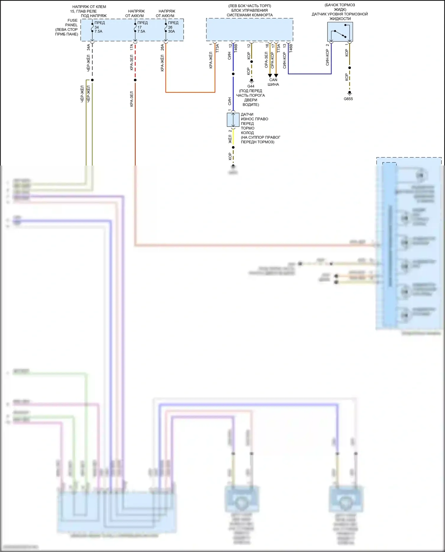 Golf Volkswagen Mk8 (2019-2024): Антиблокировочная система abs электросхема соединений с адаптивным круиз-контролем (2 из 2) 