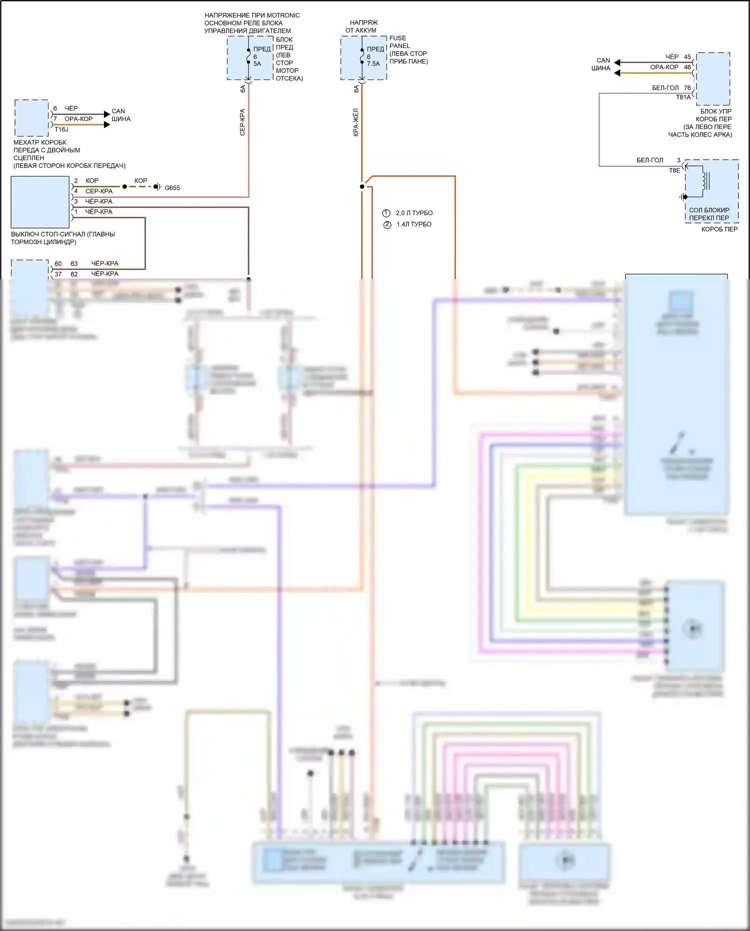 Golf Volkswagen Mk8 (2019-2024): Электросхема блокировки селектора 