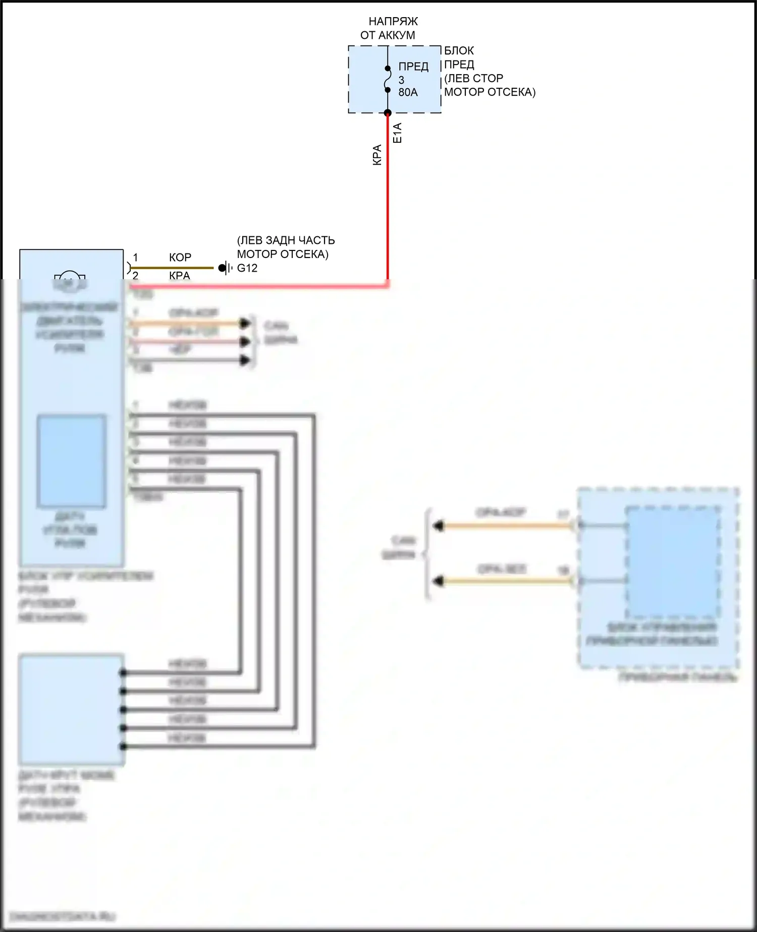 Golf Volkswagen Mk8 (2019-2024): Электросхема электроусилителя руля 