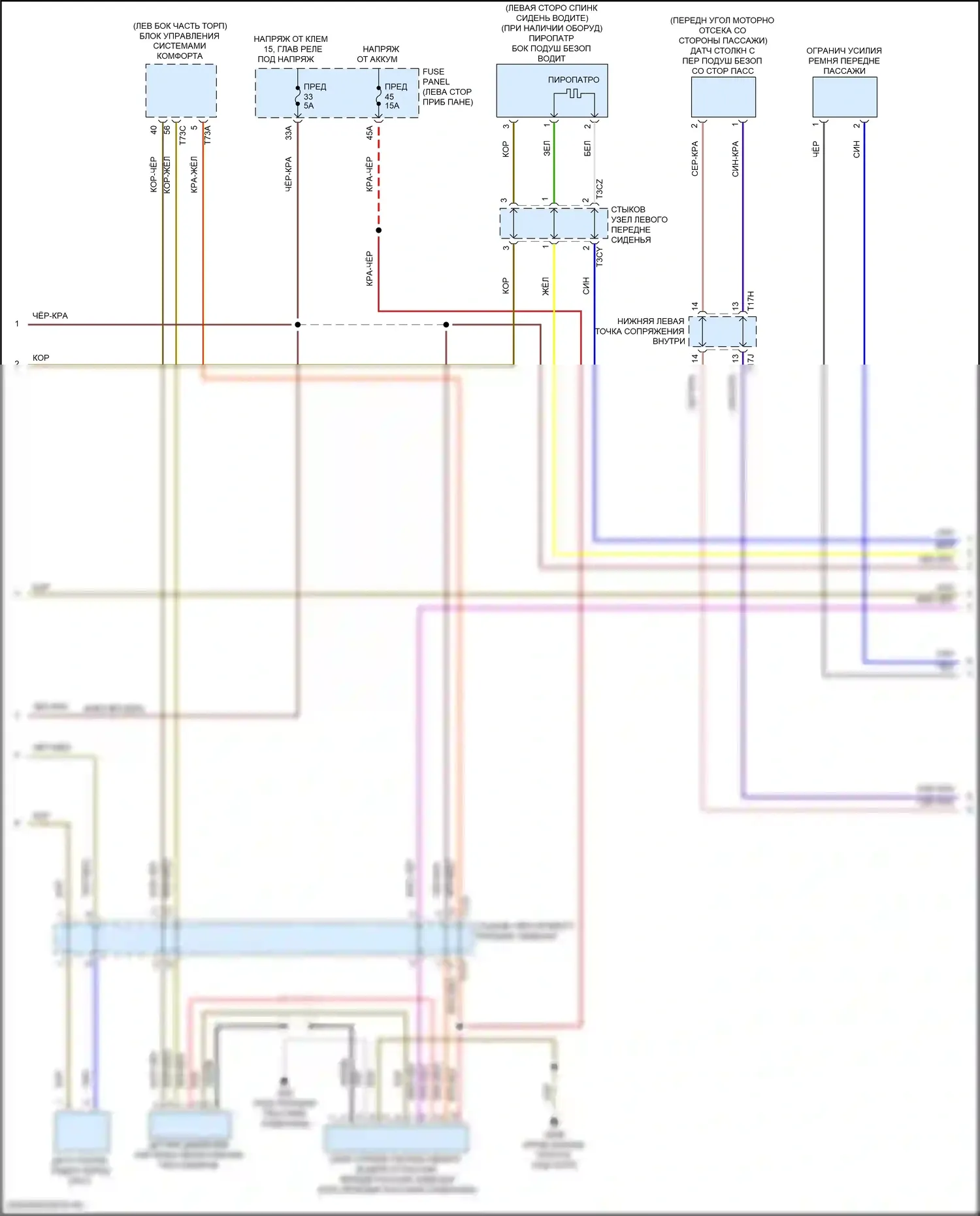 Golf Volkswagen Mk8 (2019-2024): Электросхема подушек безопасности (2 из 3) 