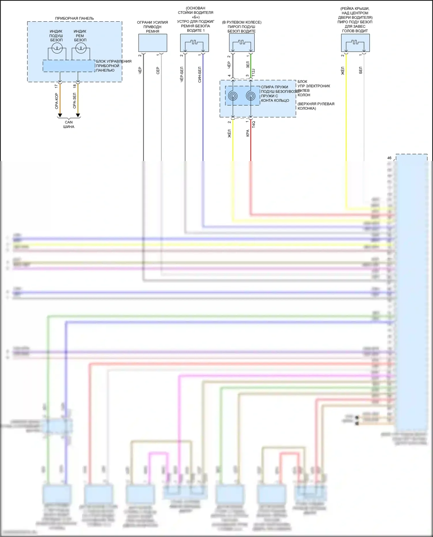 Golf Volkswagen Mk8 (2019-2024): Электросхема подушек безопасности (3 из 3) 