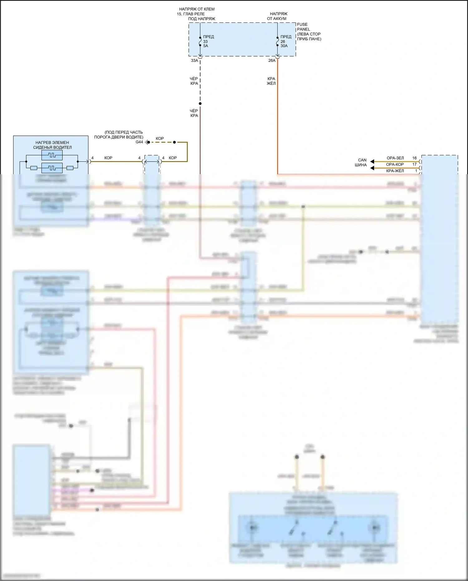 Golf Volkswagen Mk8 (2019-2024): Электросхема обогреваемых сидений 