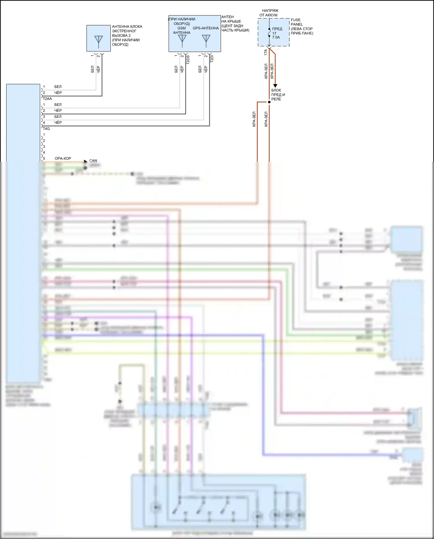 Golf Volkswagen Mk8 (2019-2024): Электросхема экстренного вызова 