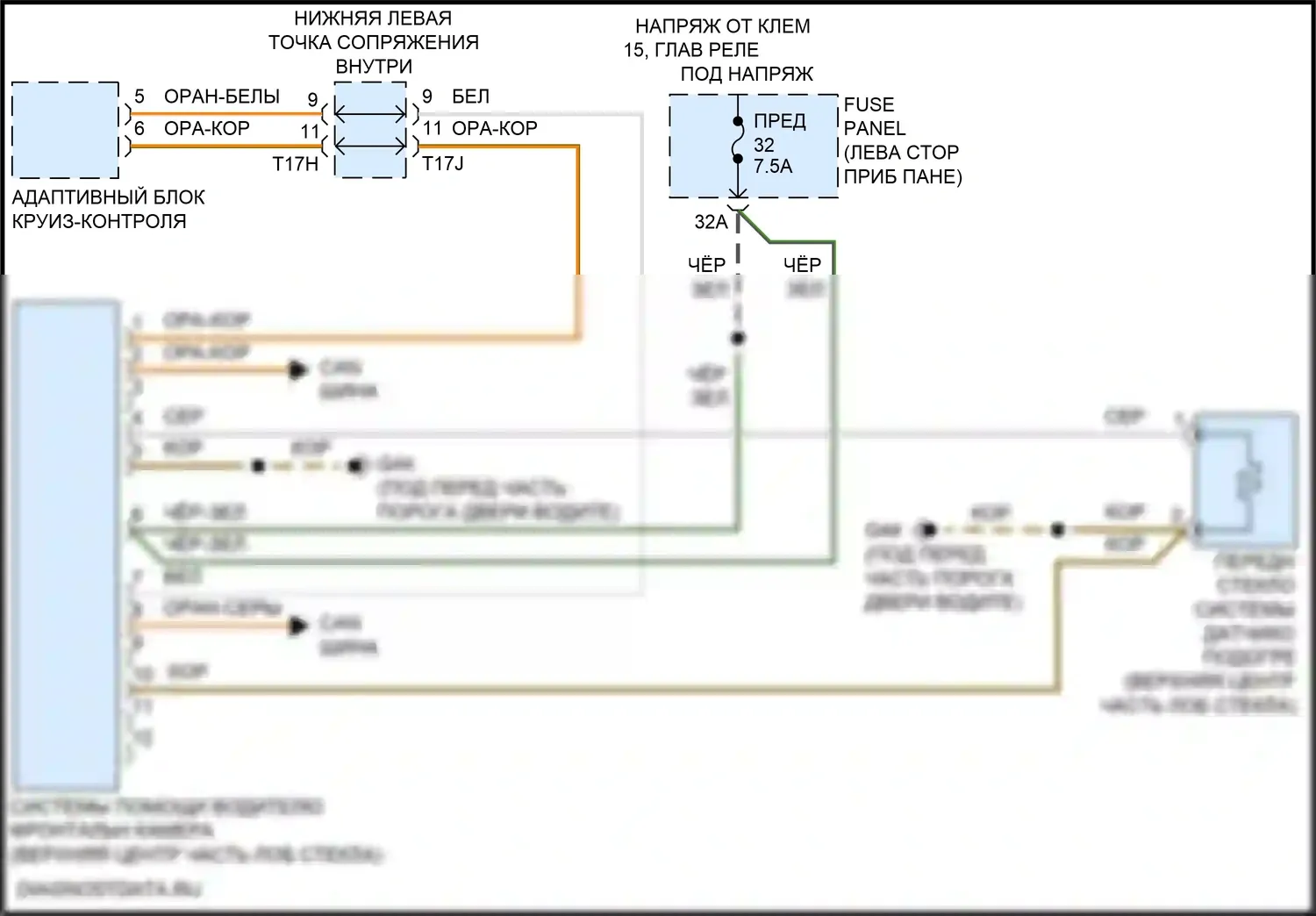 Golf Volkswagen Mk8 (2019-2024): Электросхема сигнализации о выезде с полосы движения 
