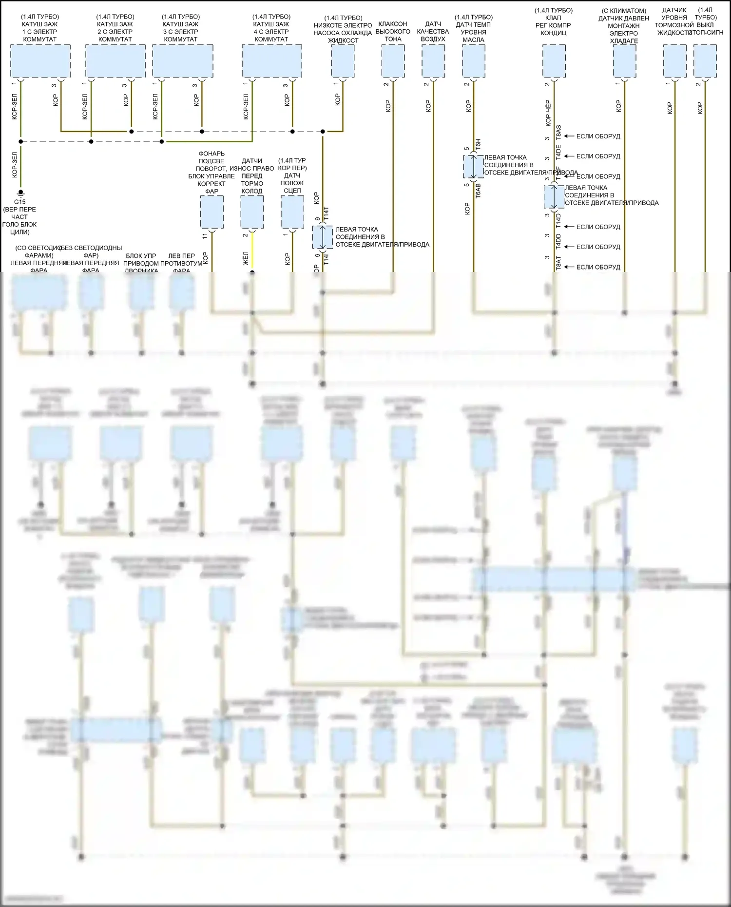 Golf Volkswagen Mk8 (2019-2024): Электросхема точек подключения масс (1 из 5) 