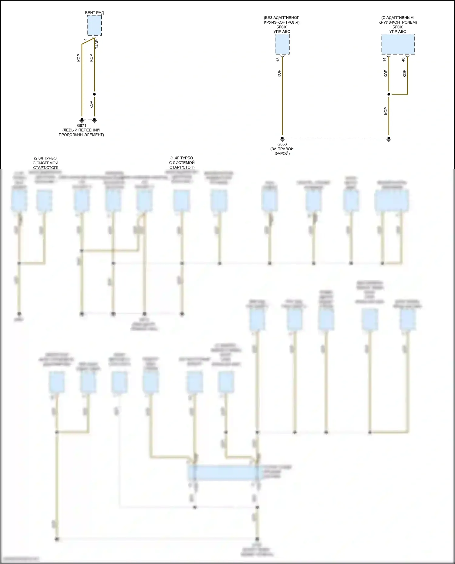 Golf Volkswagen Mk8 (2019-2024): Электросхема точек подключения масс (4 из 5) 