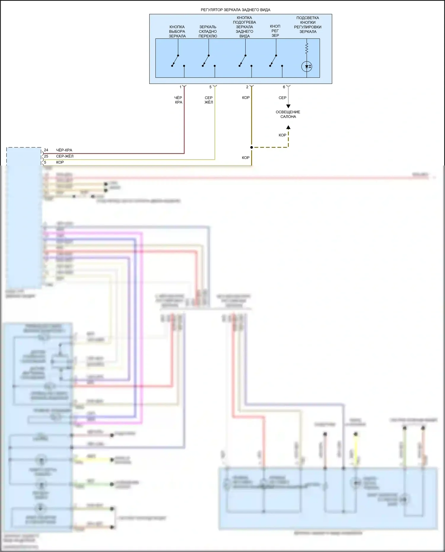 Golf Volkswagen Mk8 (2019-2024): Управление зеркалами заднего вида электросхема (1 из 2) 